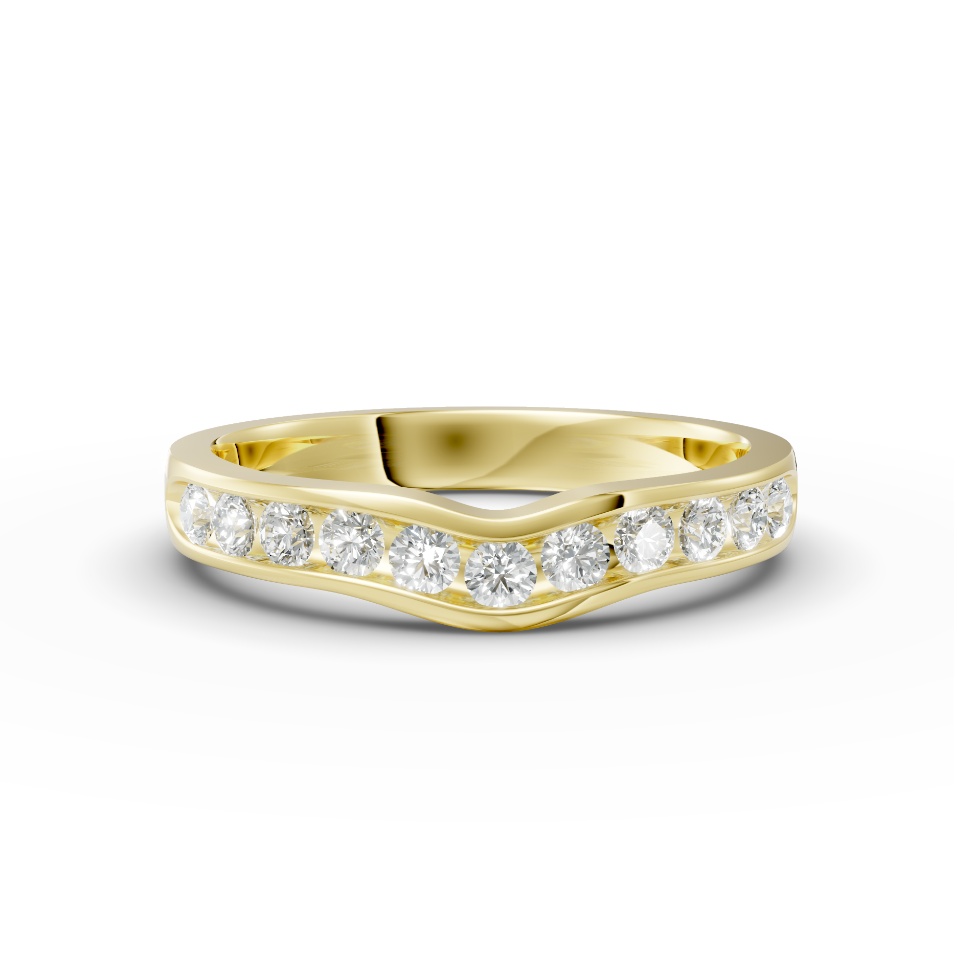 Diamond Set Shaped Wedding Band
