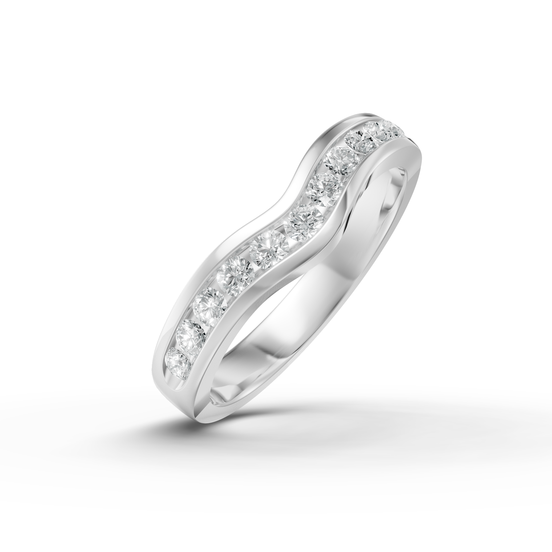 Diamond Set Shaped Wedding Band