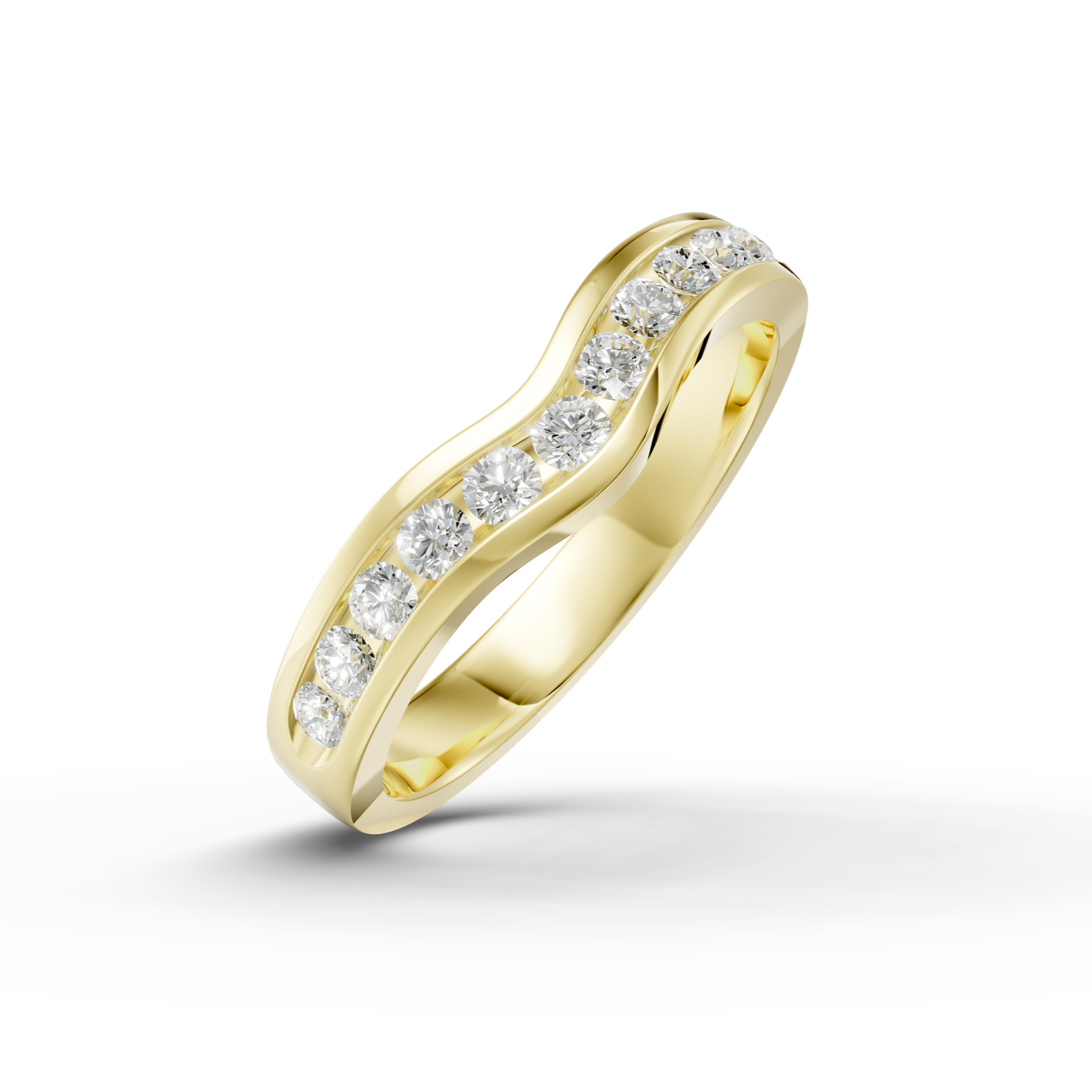 Diamond Set Shaped Wedding Band