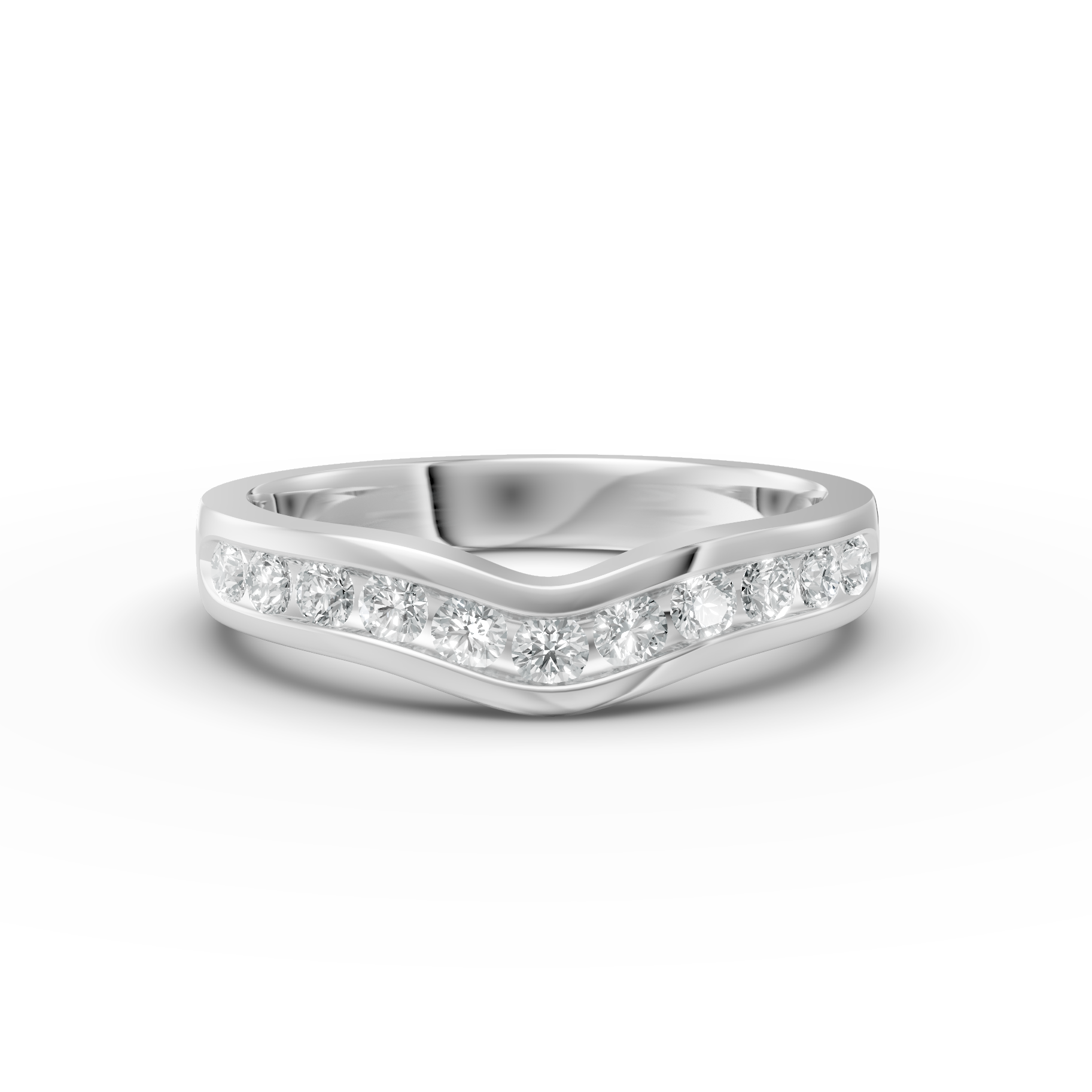 Diamond Set Shaped Wedding Band