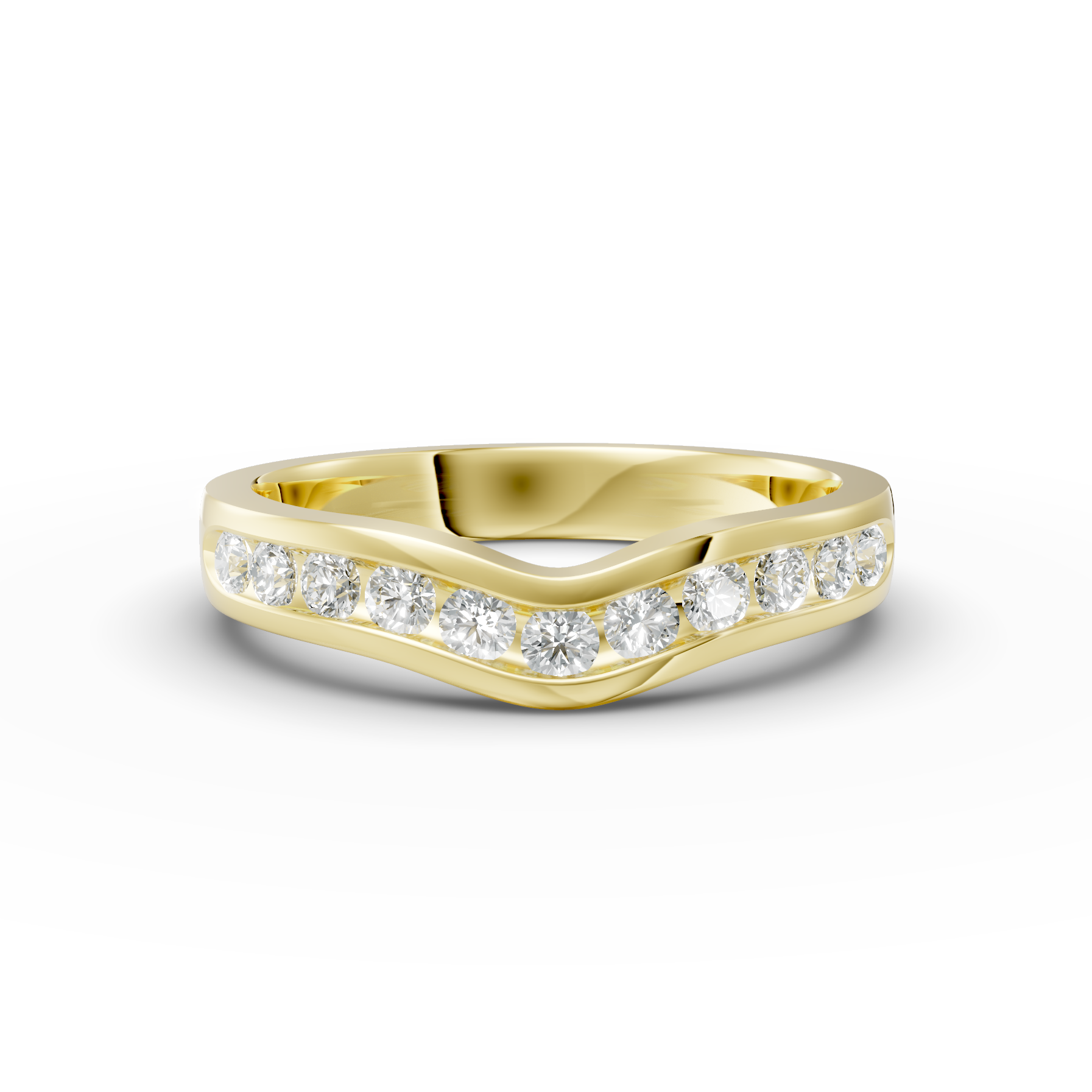 Diamond Set Shaped Wedding Band