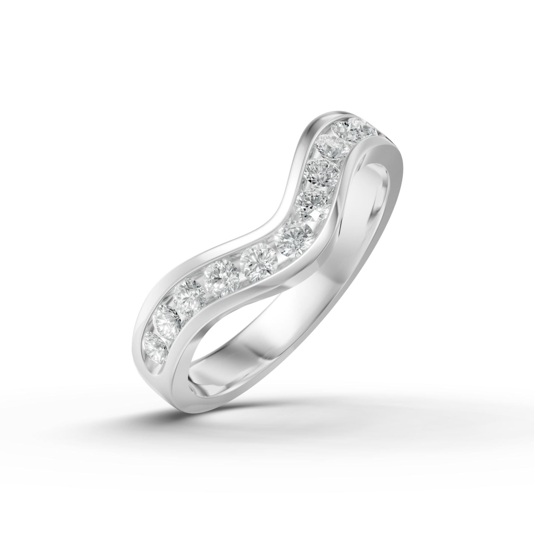 Diamond Set Shaped Wedding Band