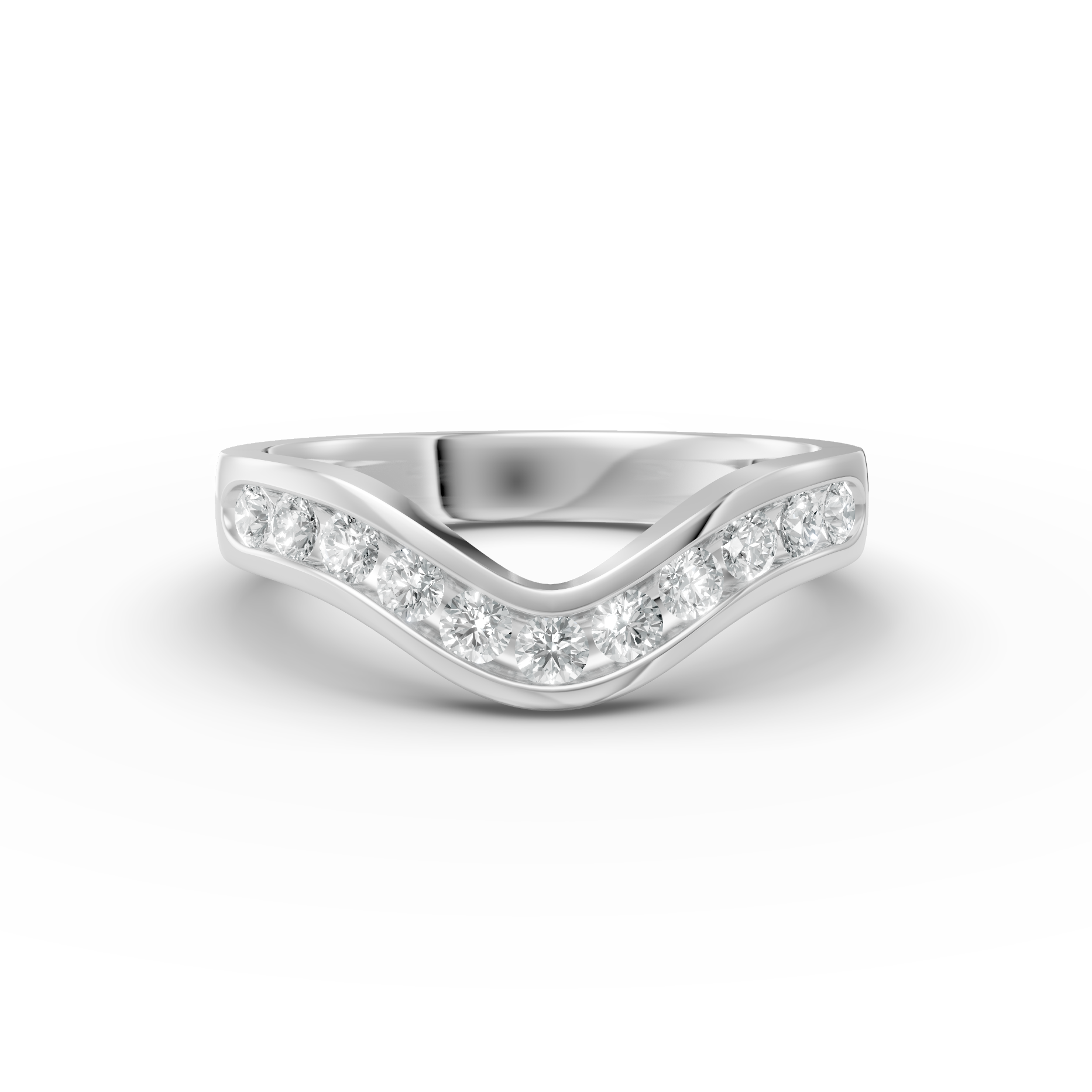 Diamond Set Shaped Wedding Band