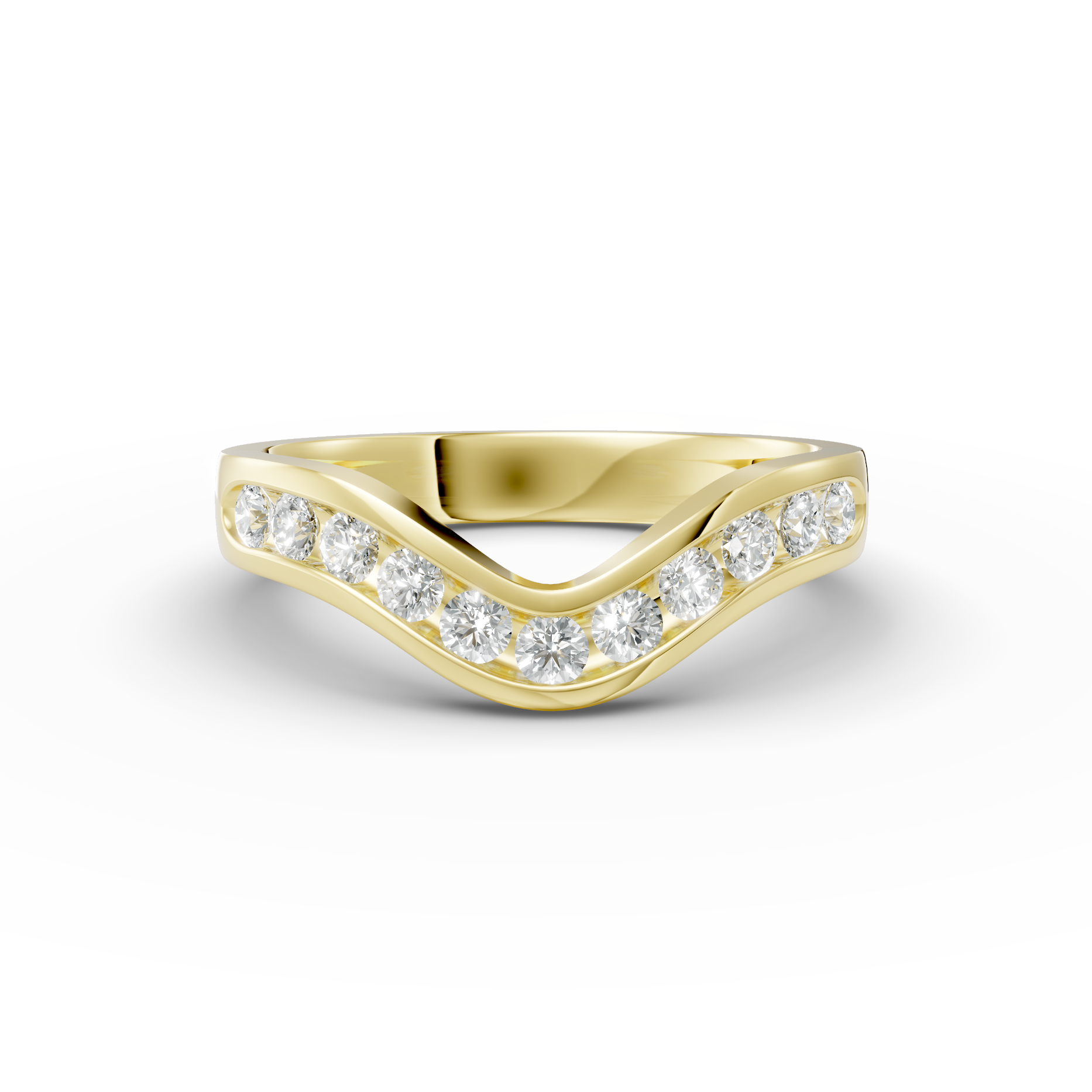 Diamond Set Shaped Wedding Band