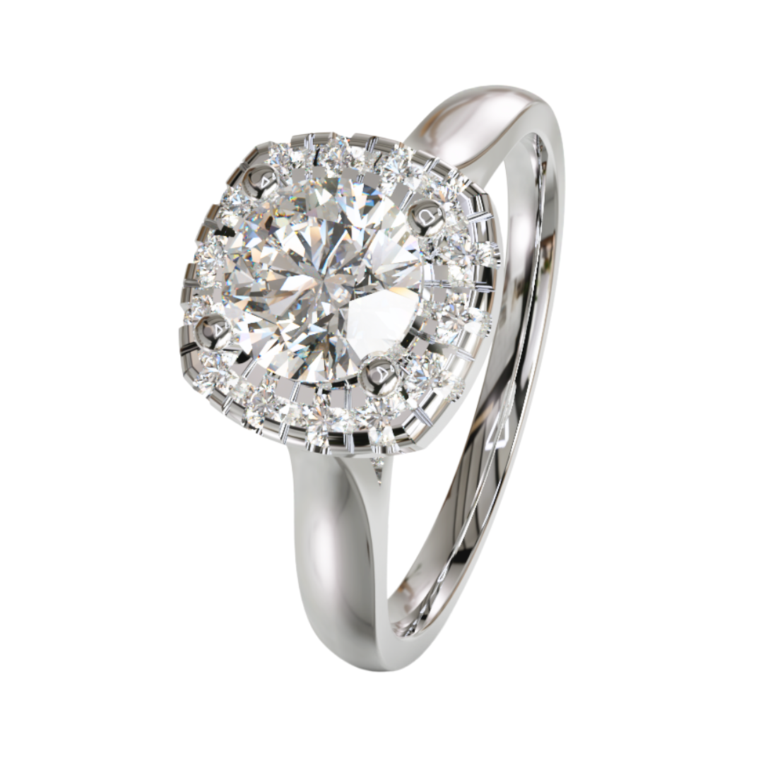 Lab Grown Diamond Round Halo Heart Ring