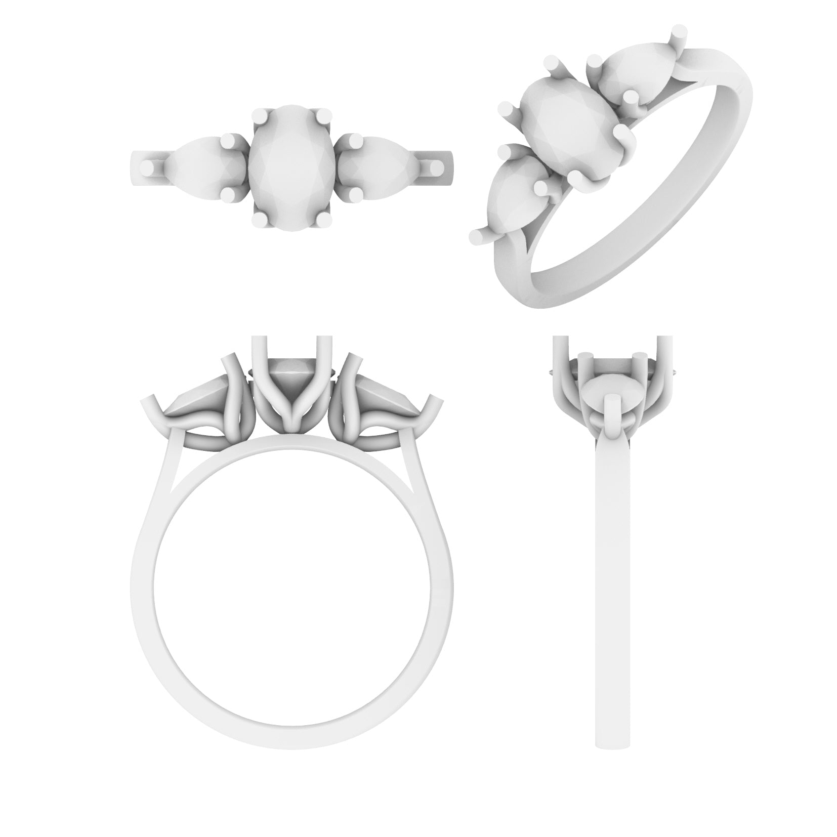 Lab Grown Diamond Oval & Pear Trilogy Ring