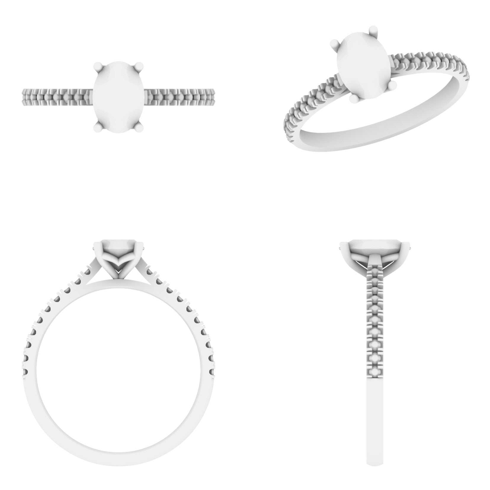 Lab Grown Diamond Oval Shoulder Set Ring