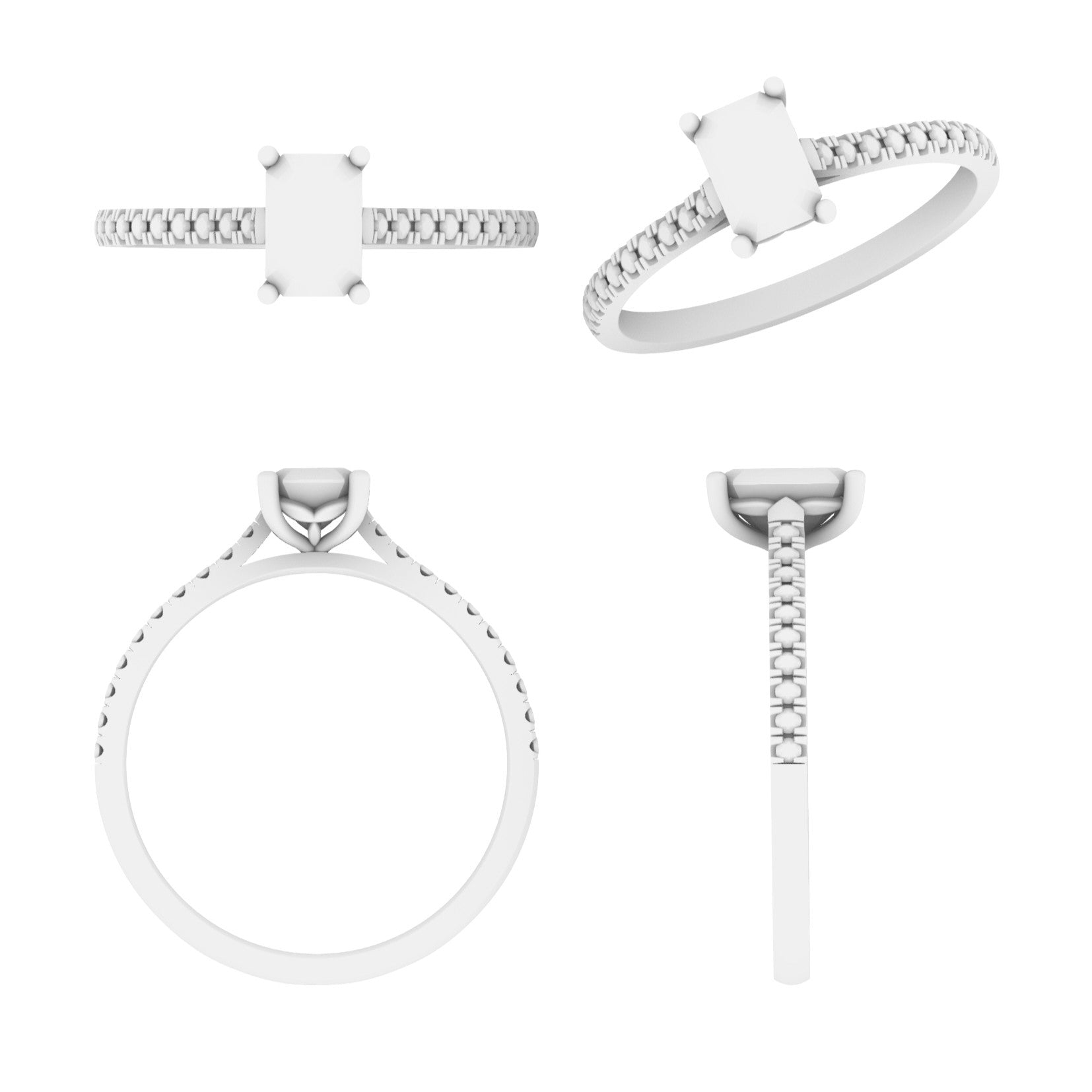 Lab Grown Diamond Emerald Shoulder Set Ring