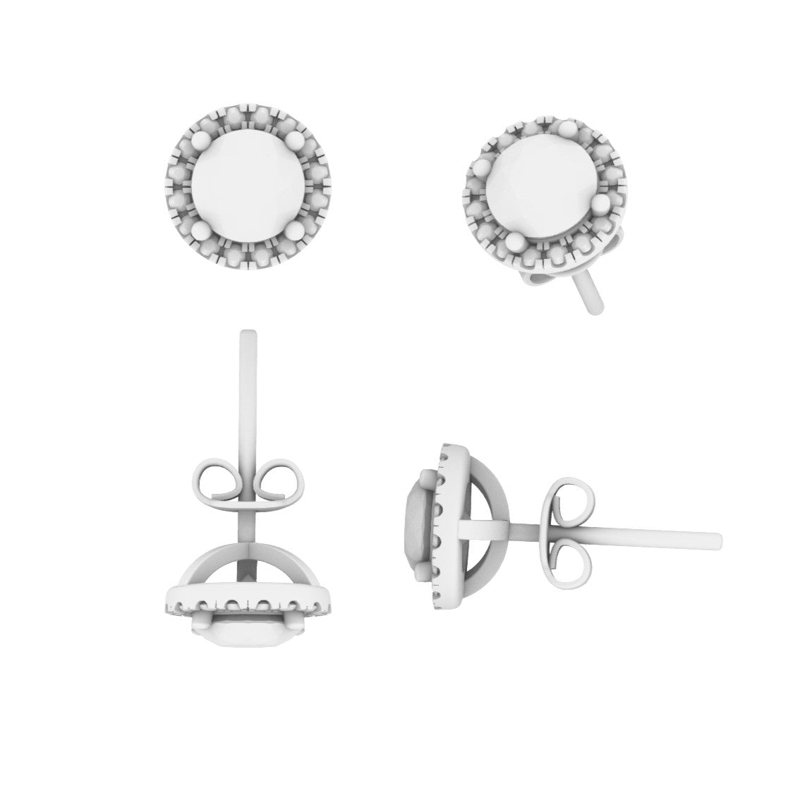 Lab Grown Diamond Round Halo Stud Earrings