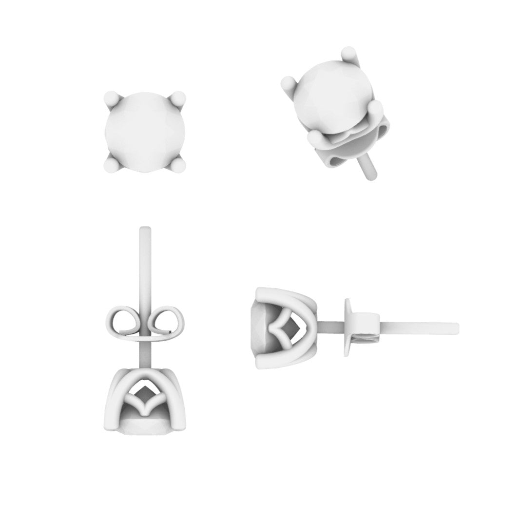 Lab Grown Diamond Round Single Stone Stud Earrings