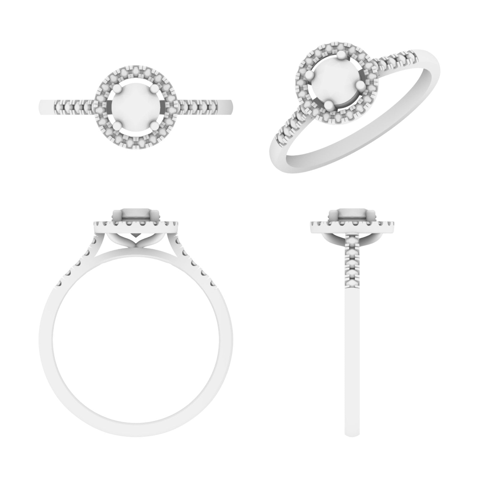 Lab Grown Diamond Round Halo Shoulder Set Ring