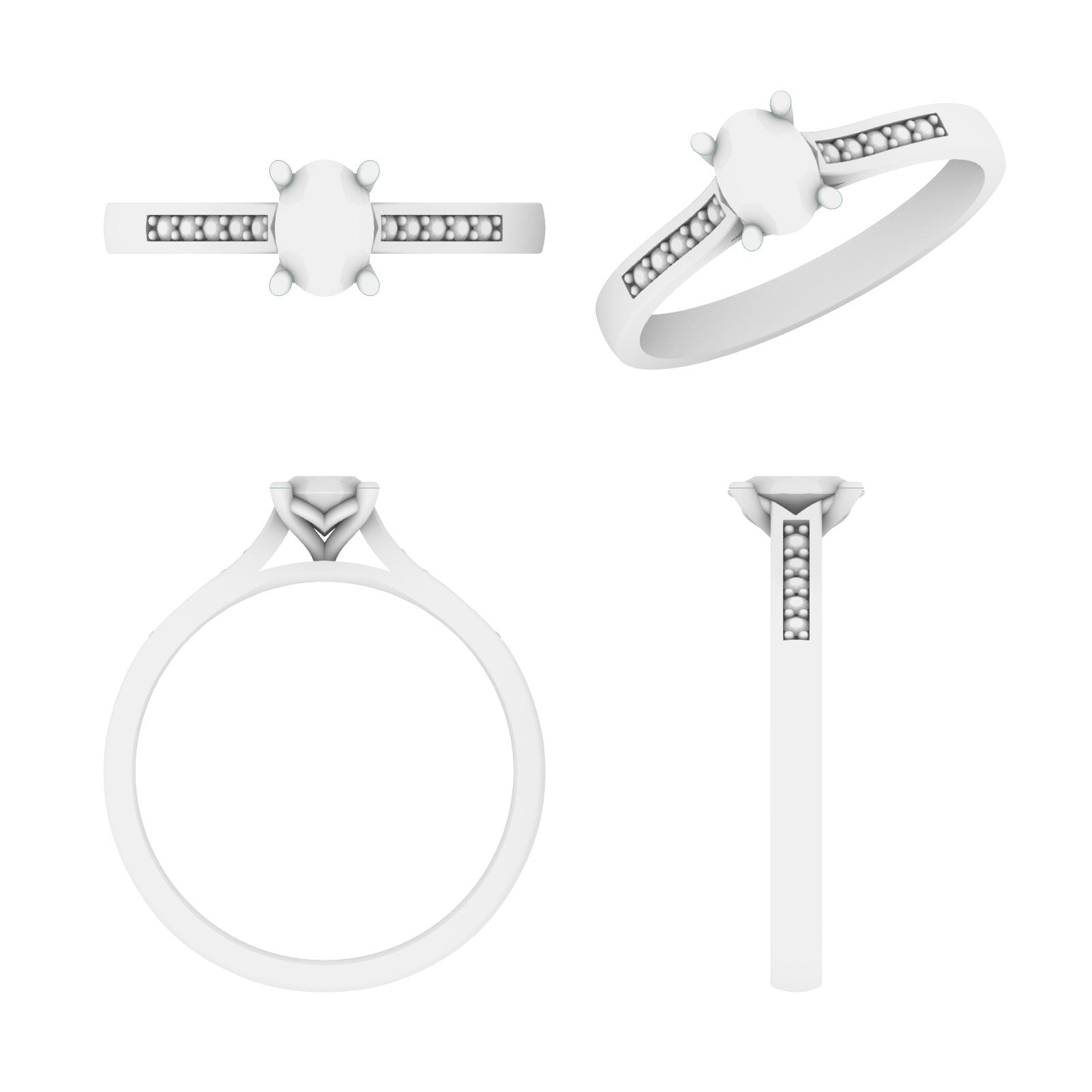 Lab Grown Diamond Oval Shoulder Set Ring