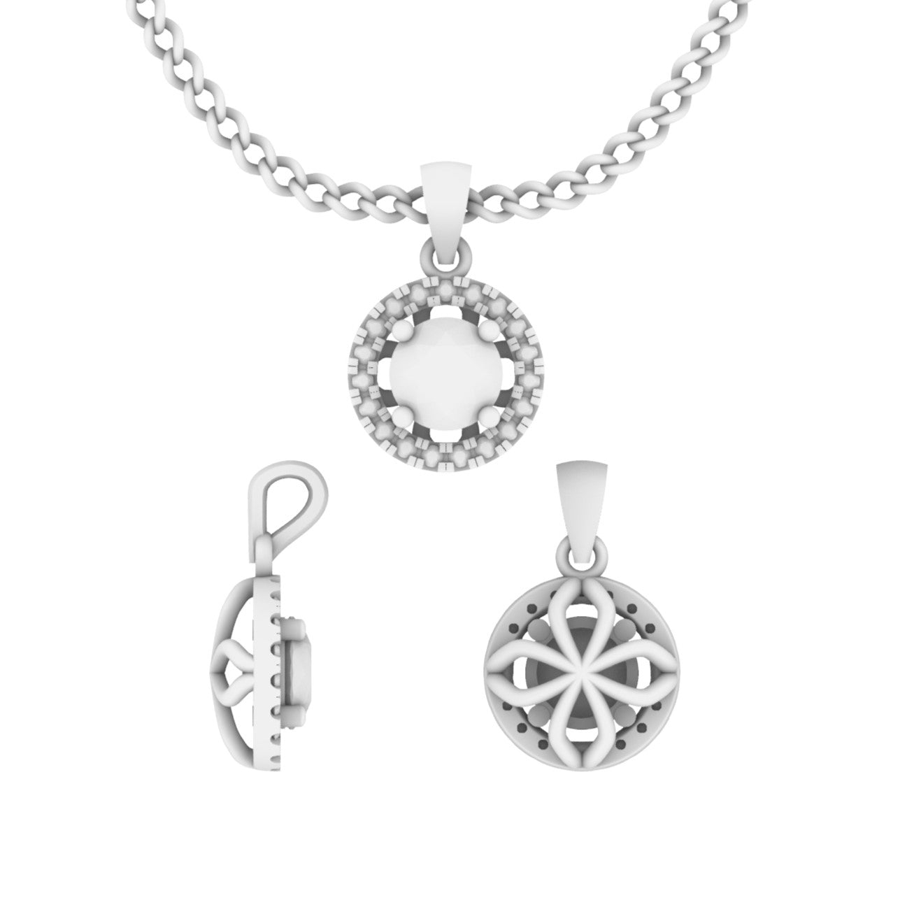 Lab Grown Diamond Round Halo Pendant