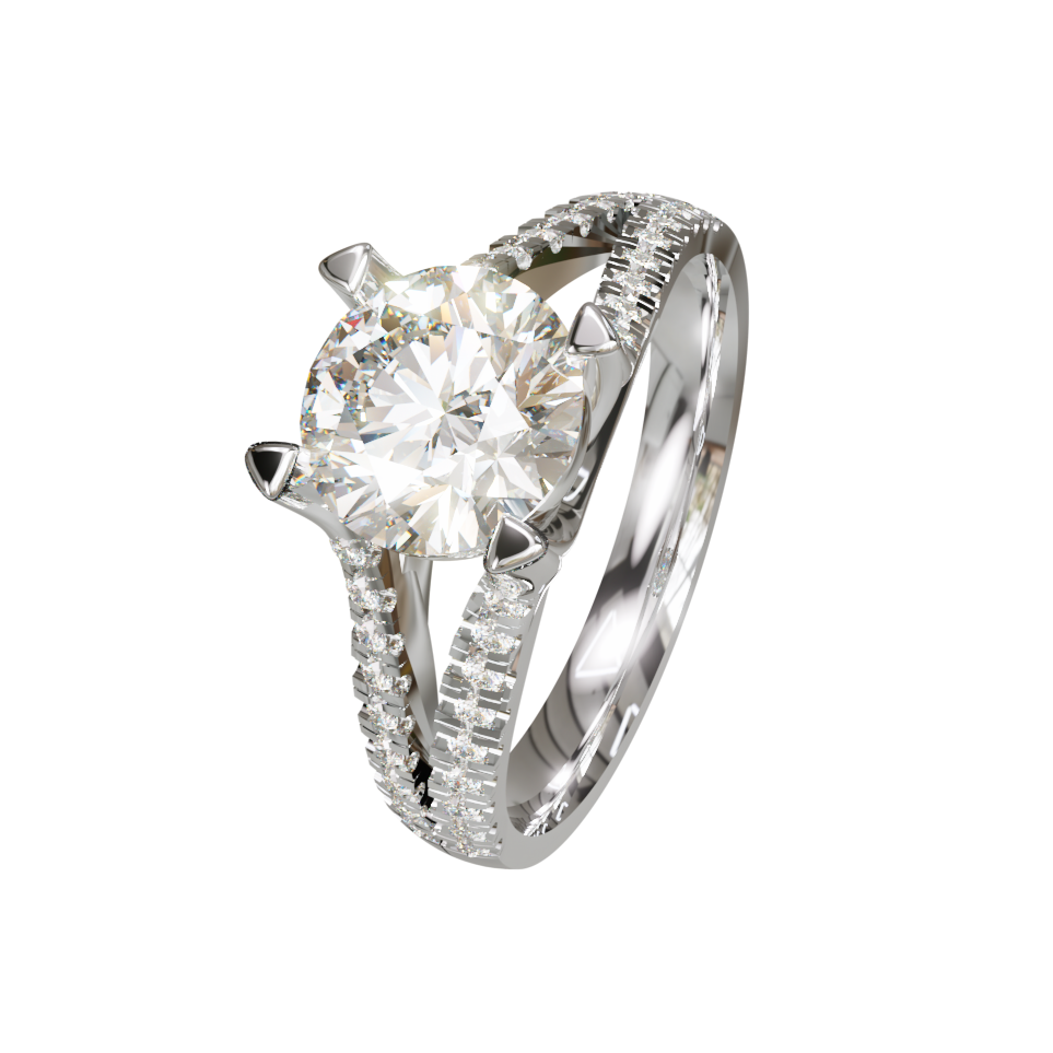 Lab Grown Diamond Round Split Shoulder Ring (In Stock)