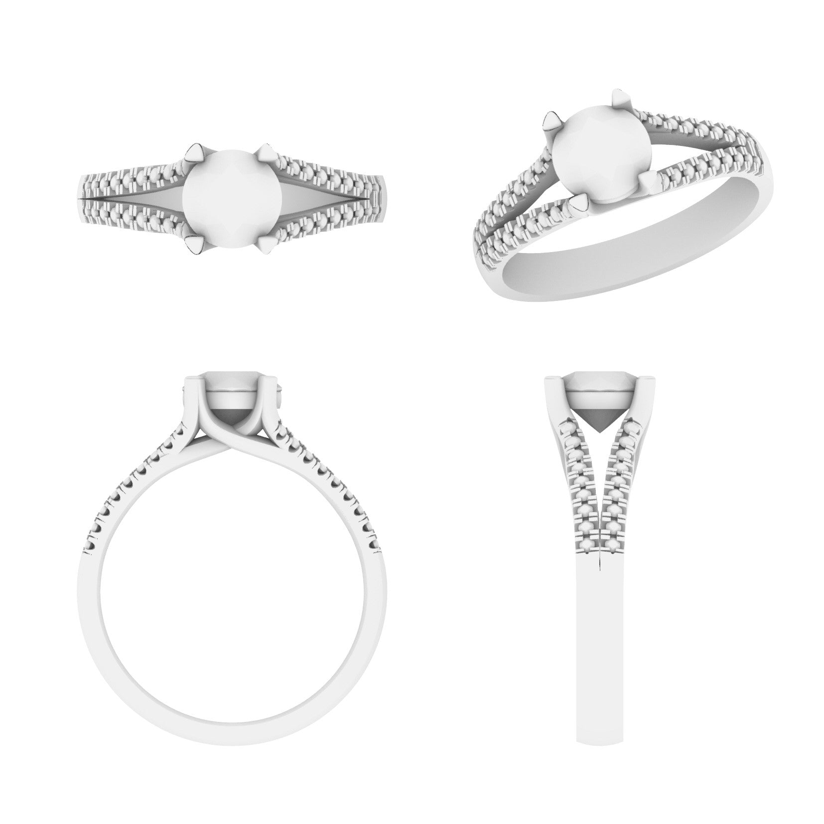 Lab Grown Diamond Round Split Shoulder Ring (In Stock)