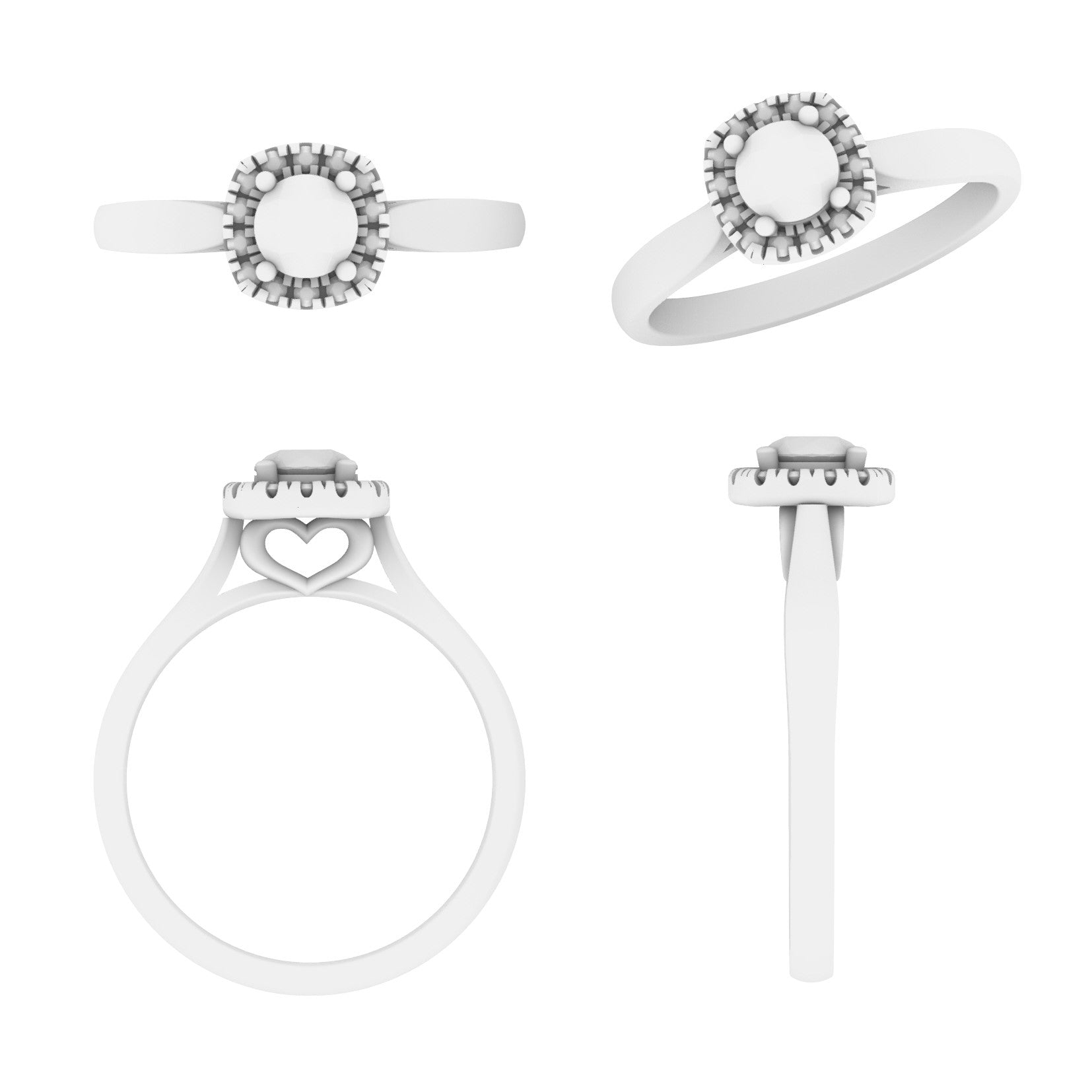 Lab Grown Diamond Round Halo Heart Ring