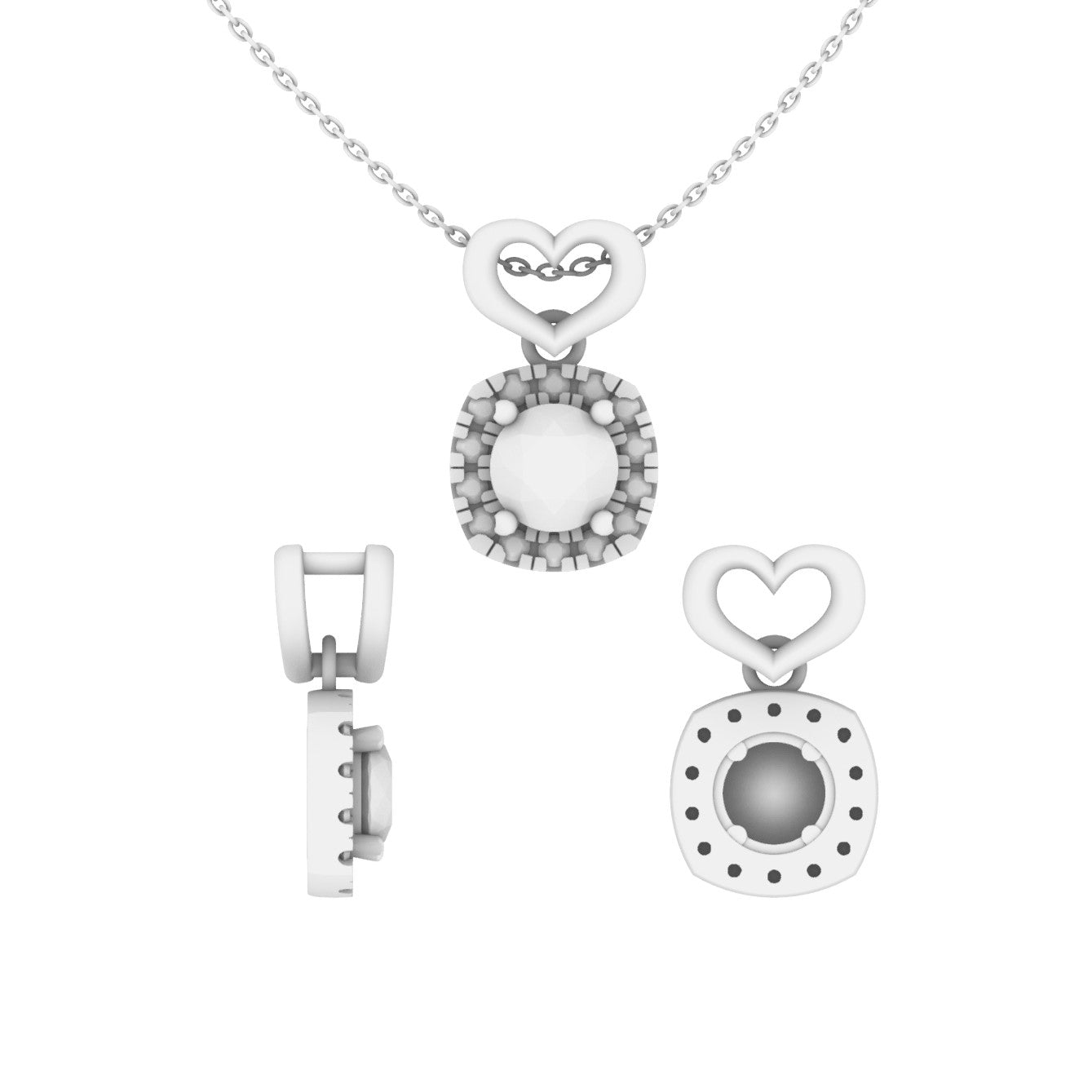 Lab Grown Diamond Round Halo Heart Pendant