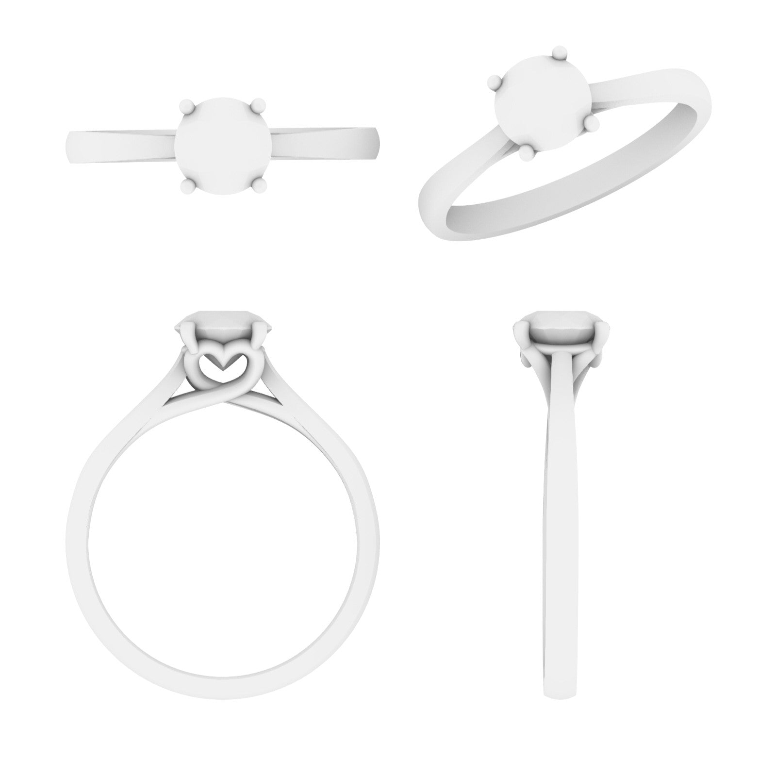 Lab Grown Diamond Round Single Stone Heart Ring