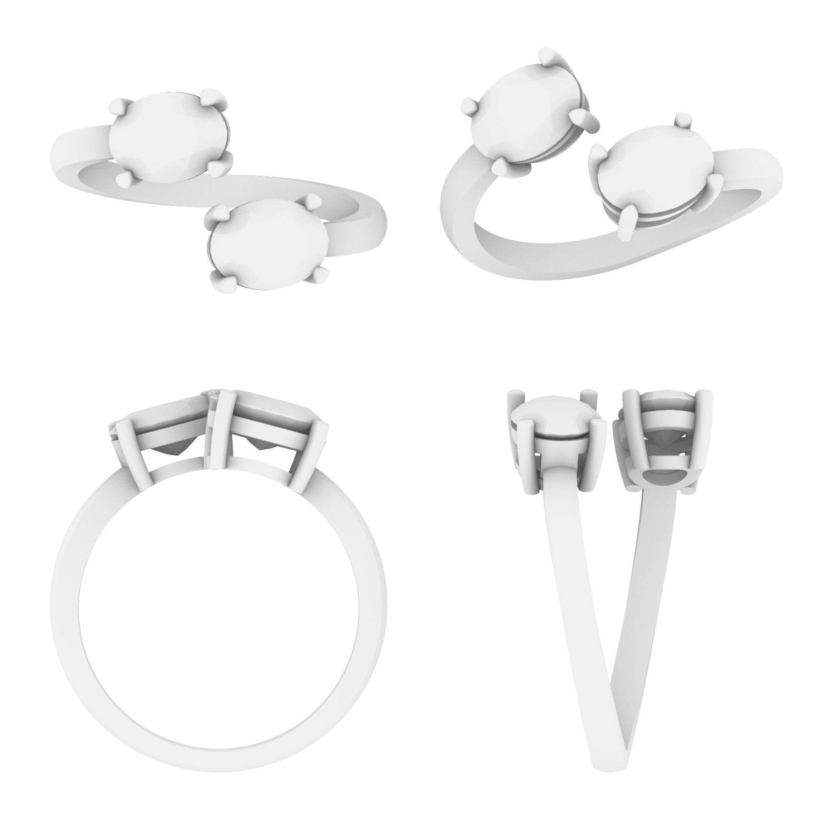 Lab Grown Diamond Two Stone Oval Crossover Ring