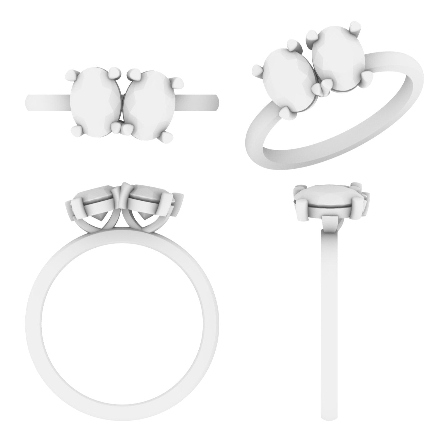 Lab Grown Diamond Two Stone Oval Ring