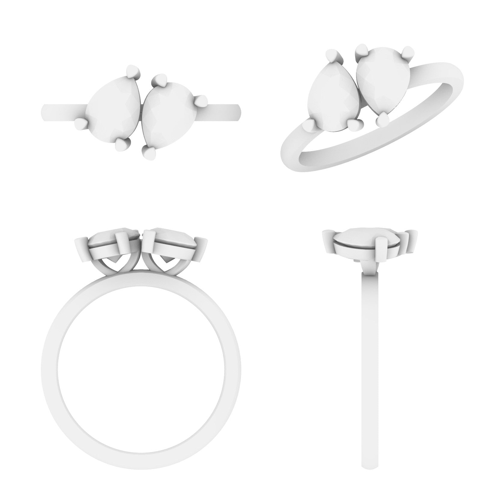 Lab Grown Diamond Two Stone Pear Ring