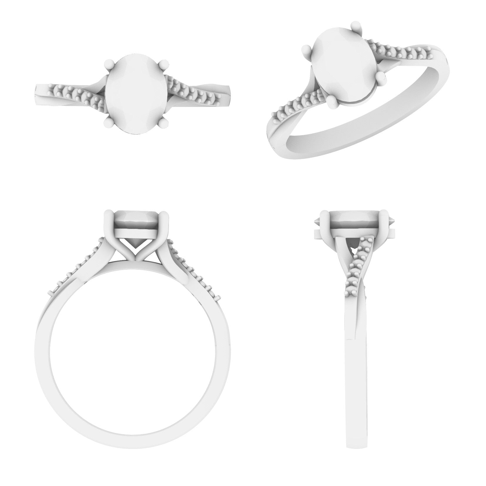 Lab Grown Diamond Oval Twist Shoulder Set Ring