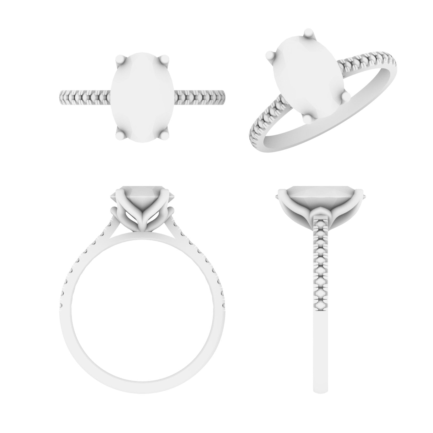 Lab Grown Diamond Oval Shoulder Set Ring