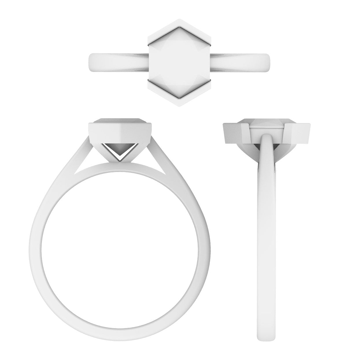 Lab Grown Diamond Hexagonal Single Stone Ring