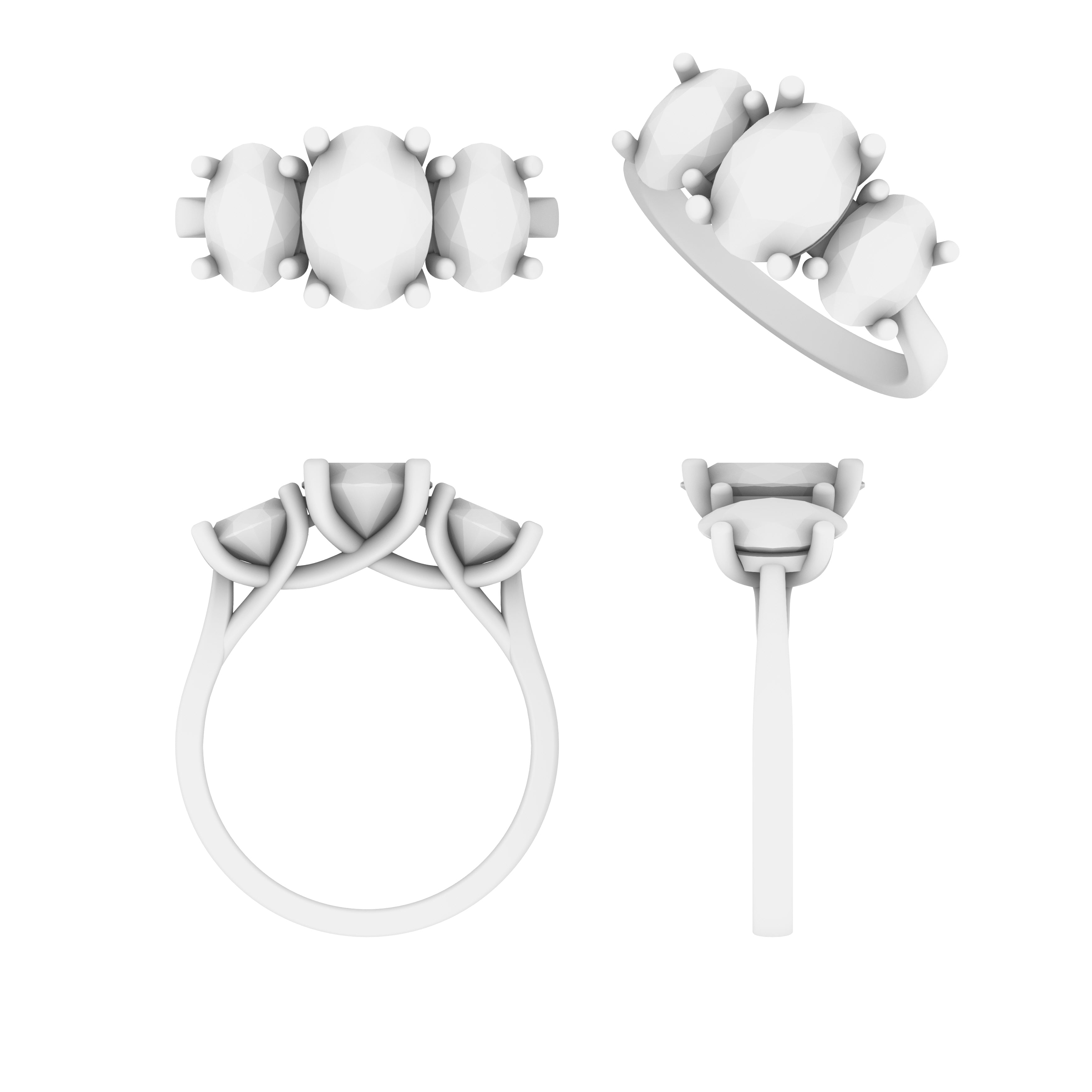 Lab Grown Diamond Oval Three Stone Ring