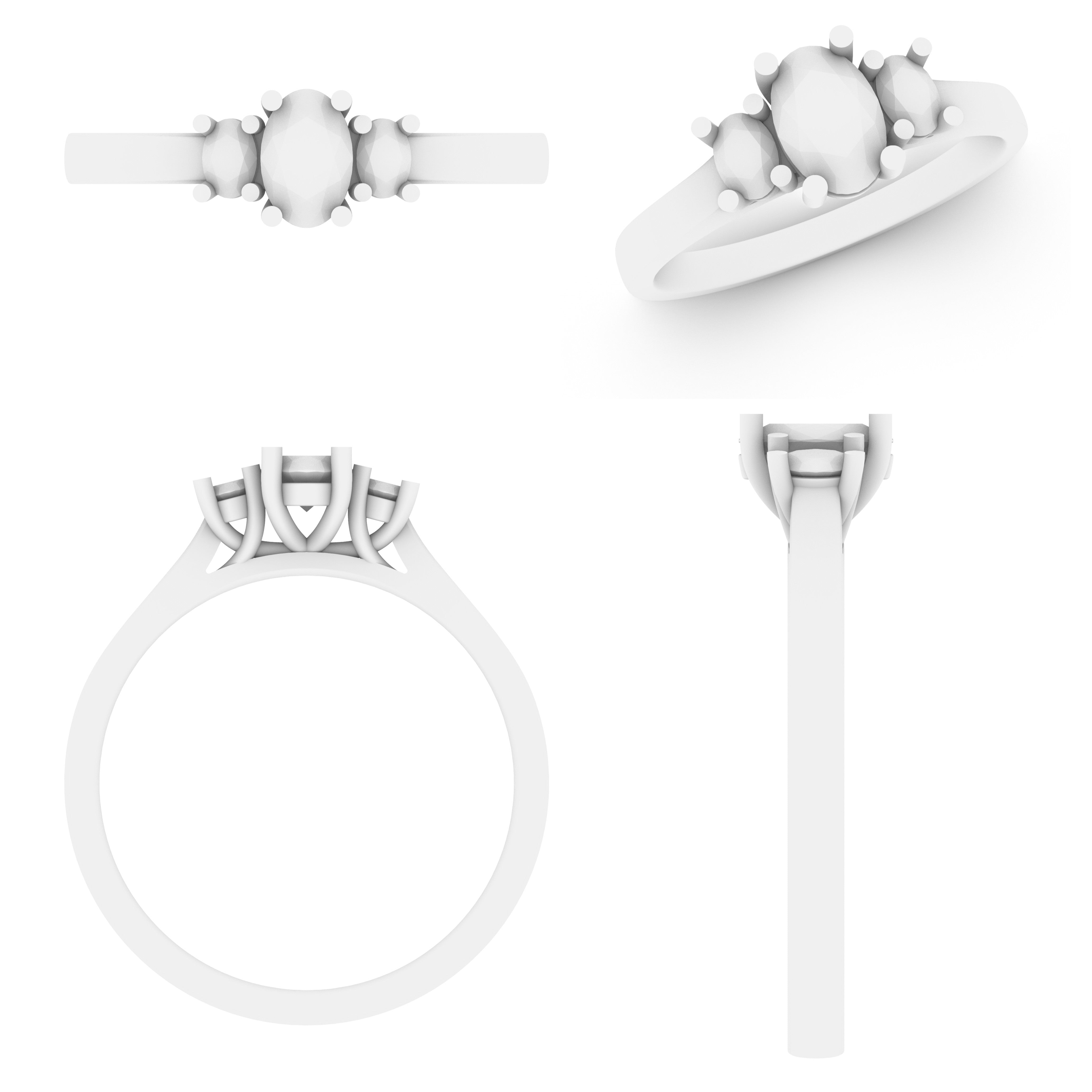 Lab Grown Gemstone & Diamond Trilogy Ring