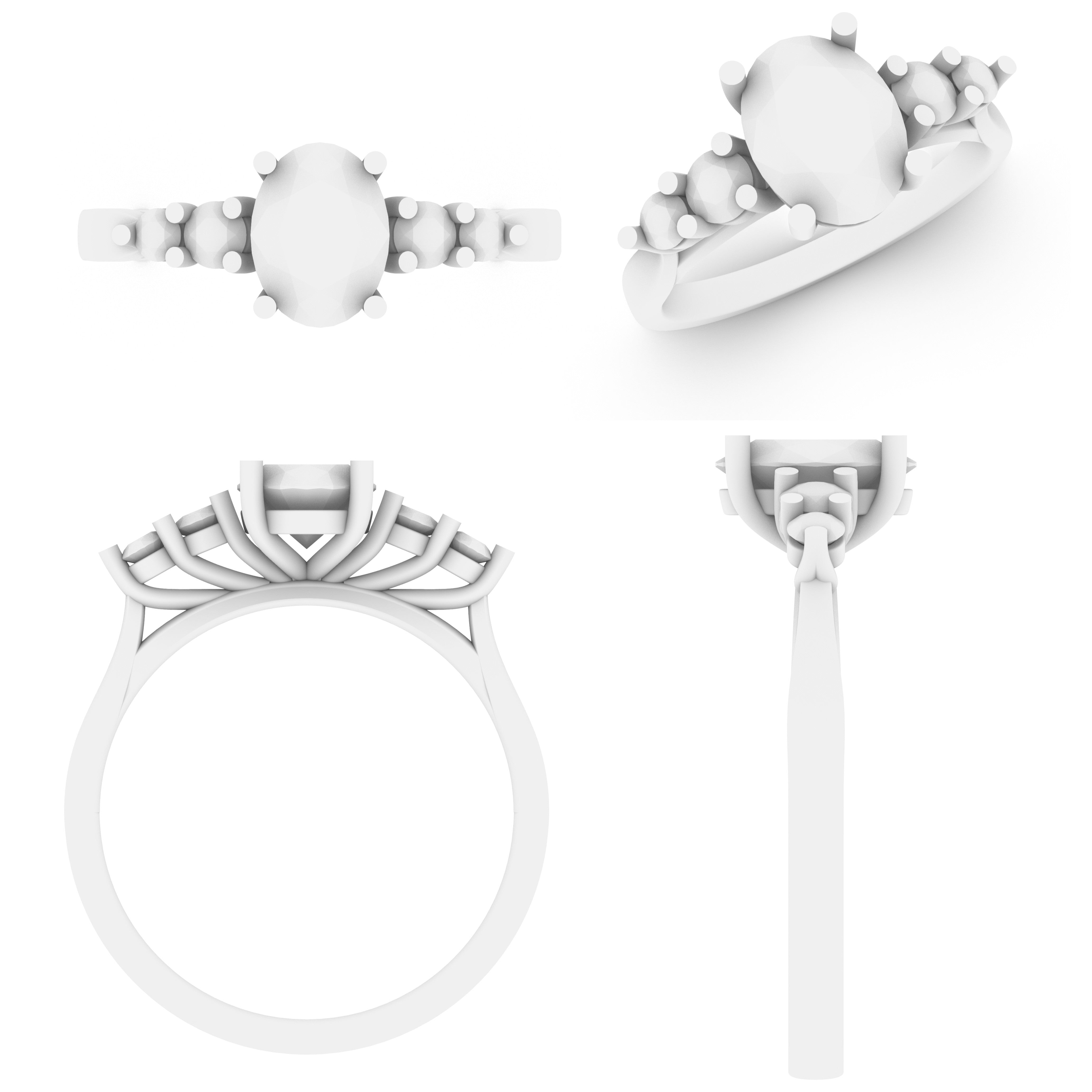 Lab Grown Gemstone & Diamond Five Stone Ring