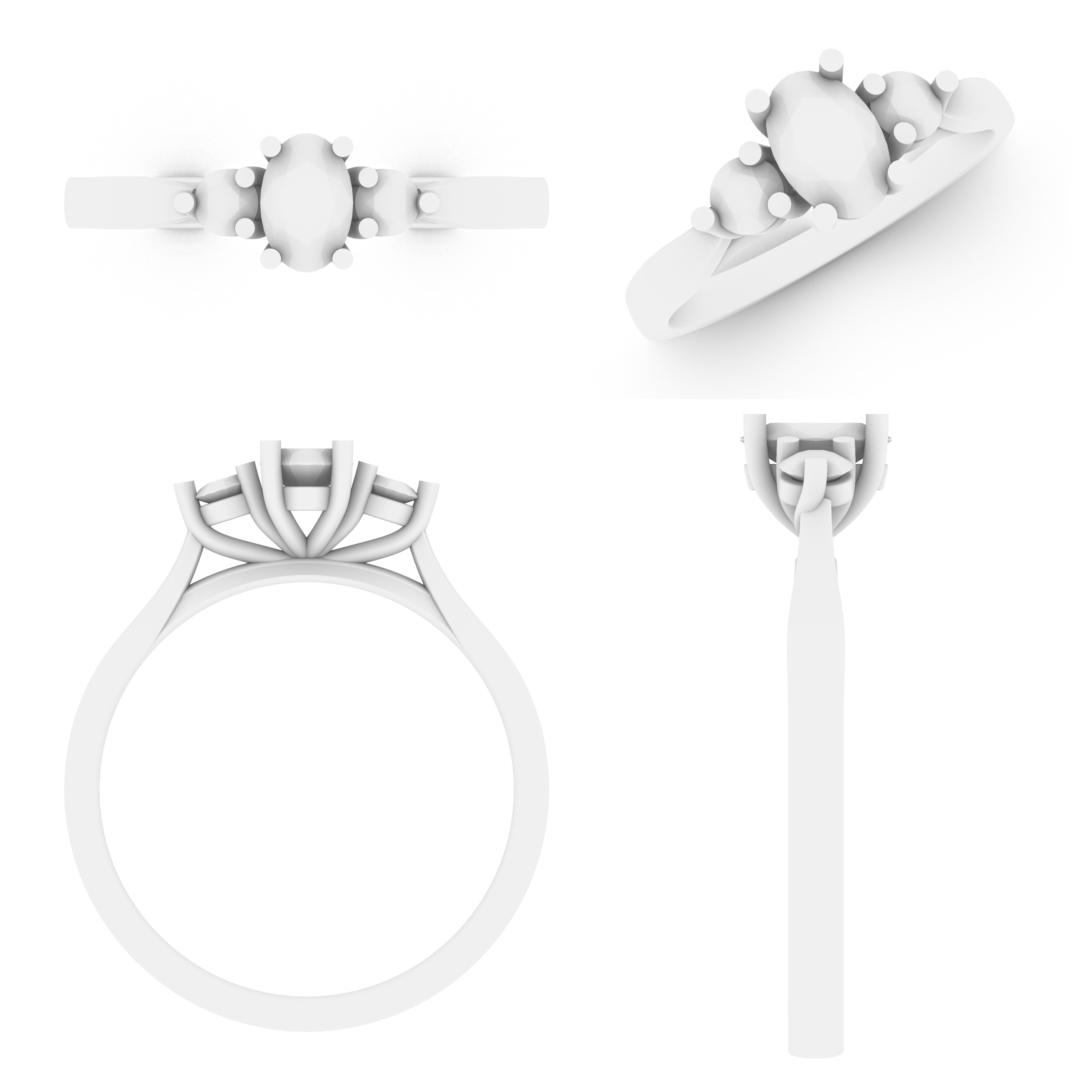 Lab Grown Gemstone & Diamond Trilogy Ring