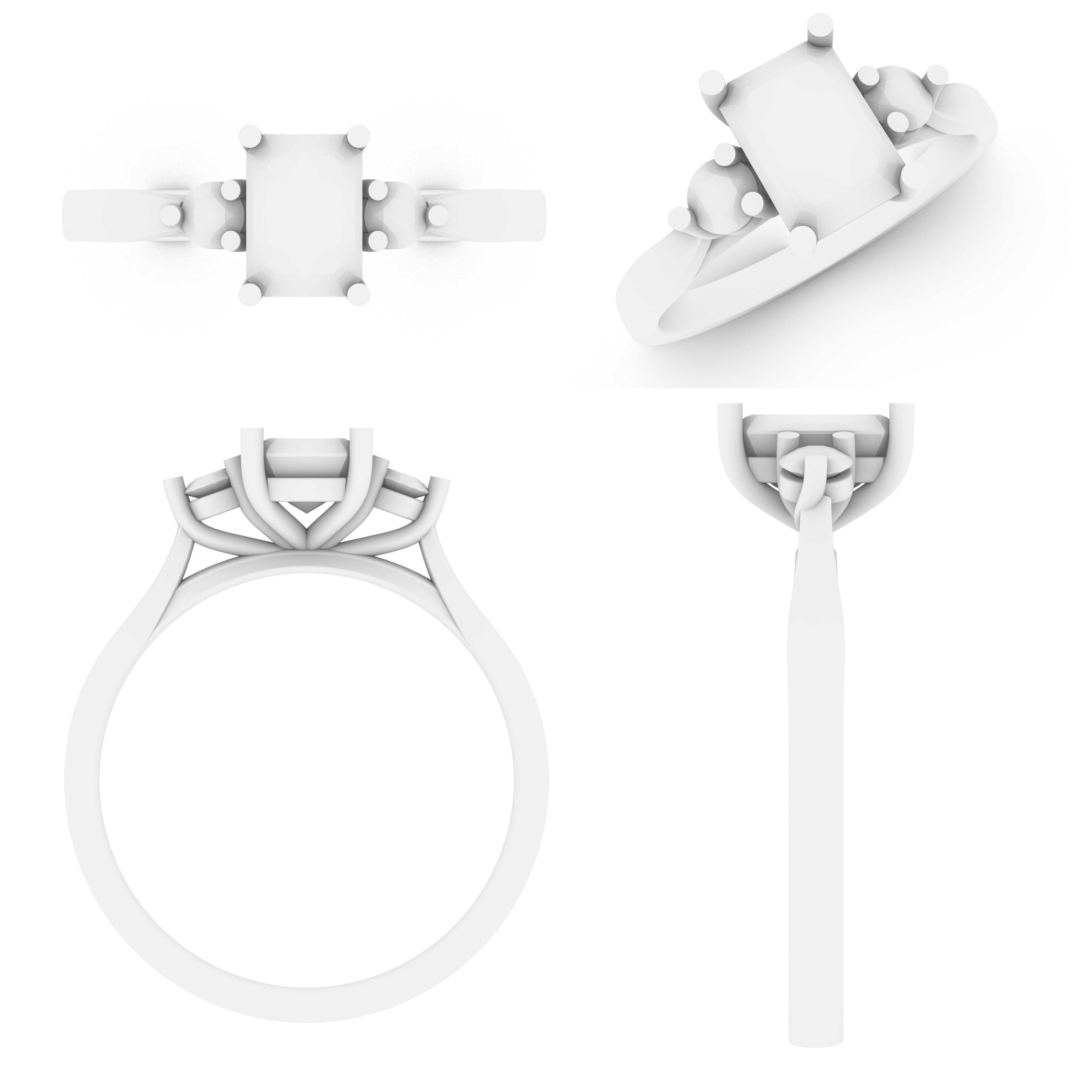 Lab Grown Gemstone & Diamond Trilogy Ring