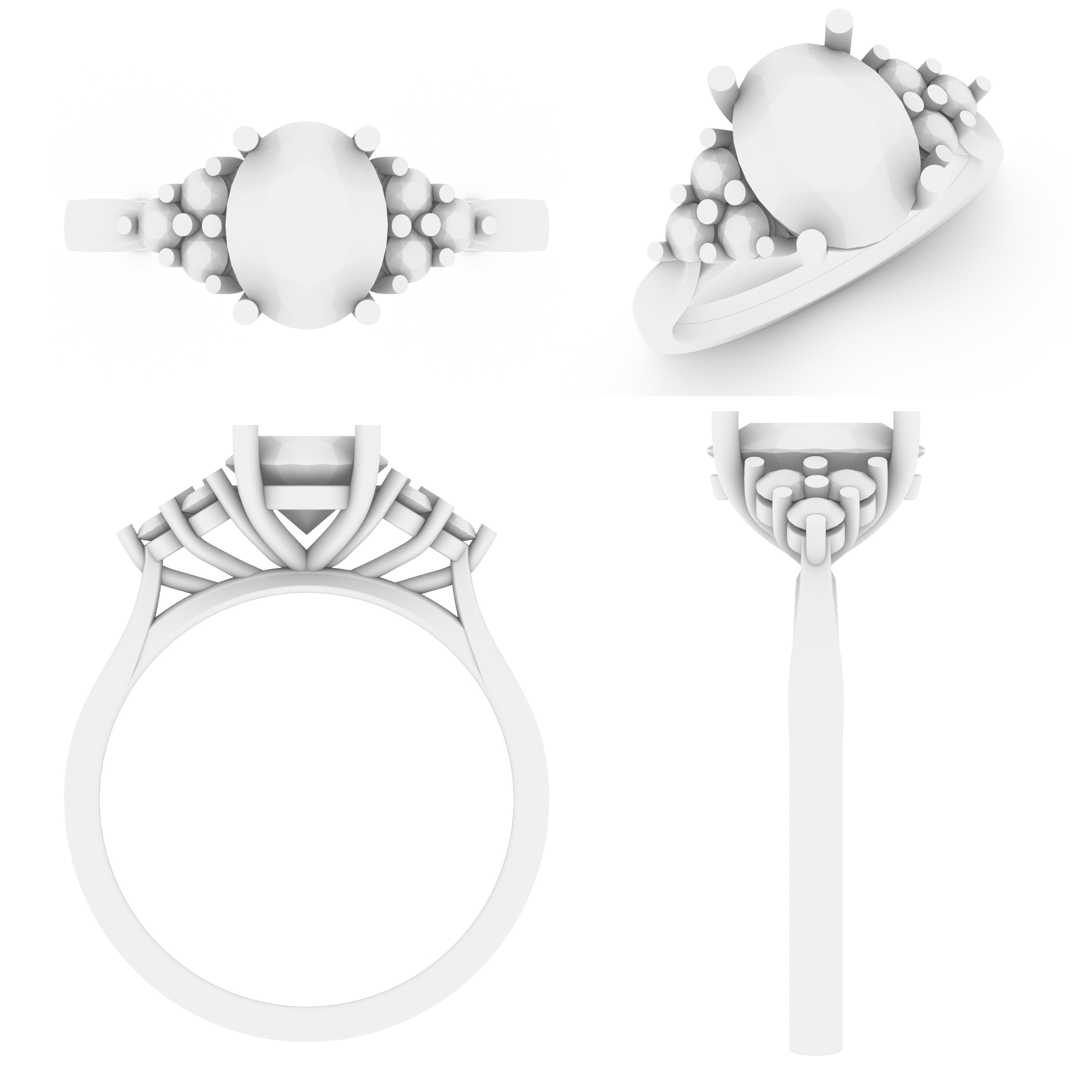Lab Grown Gemstone & Diamond Trefoil Ring