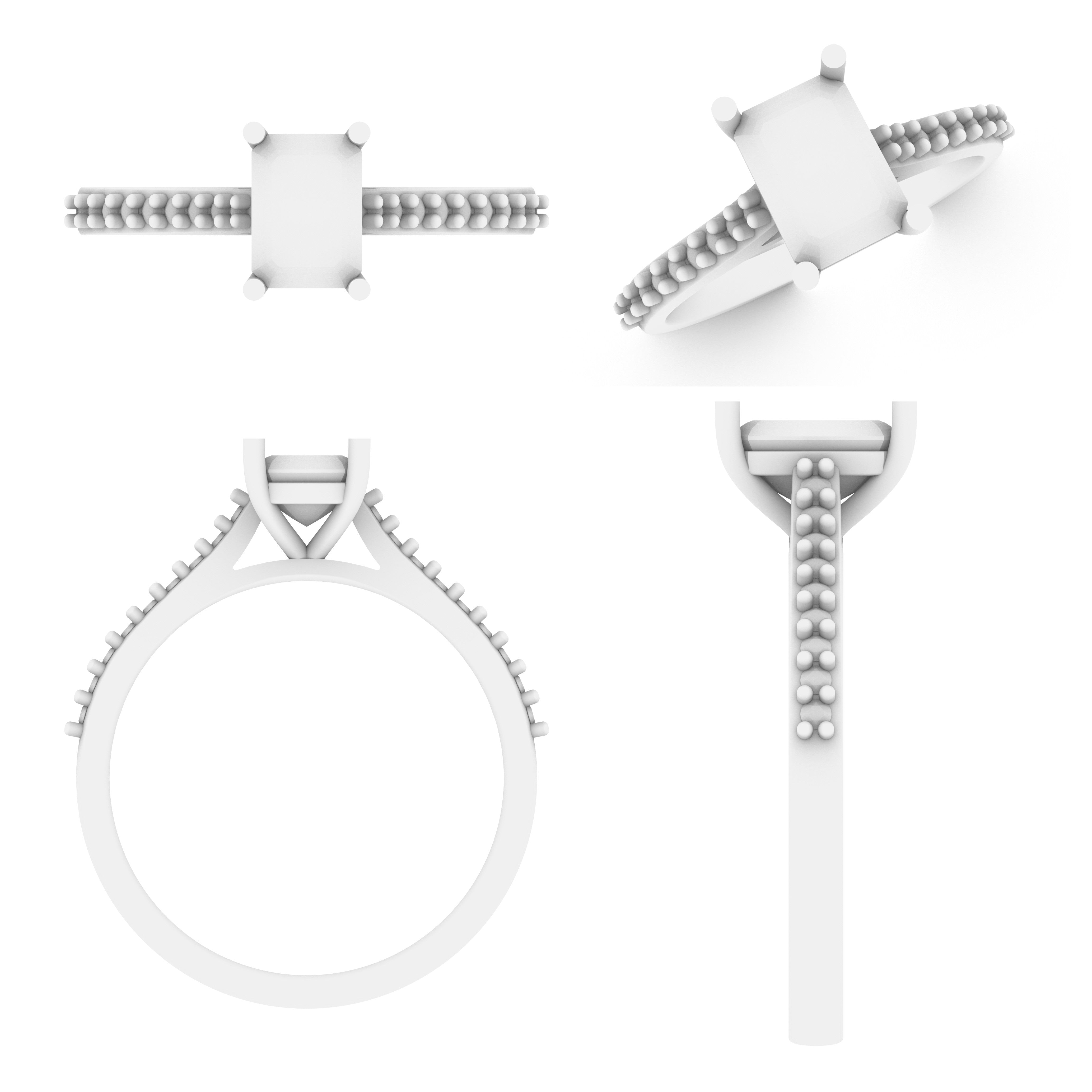 Lab Grown Gemstone & Diamond Set Shoulder Ring