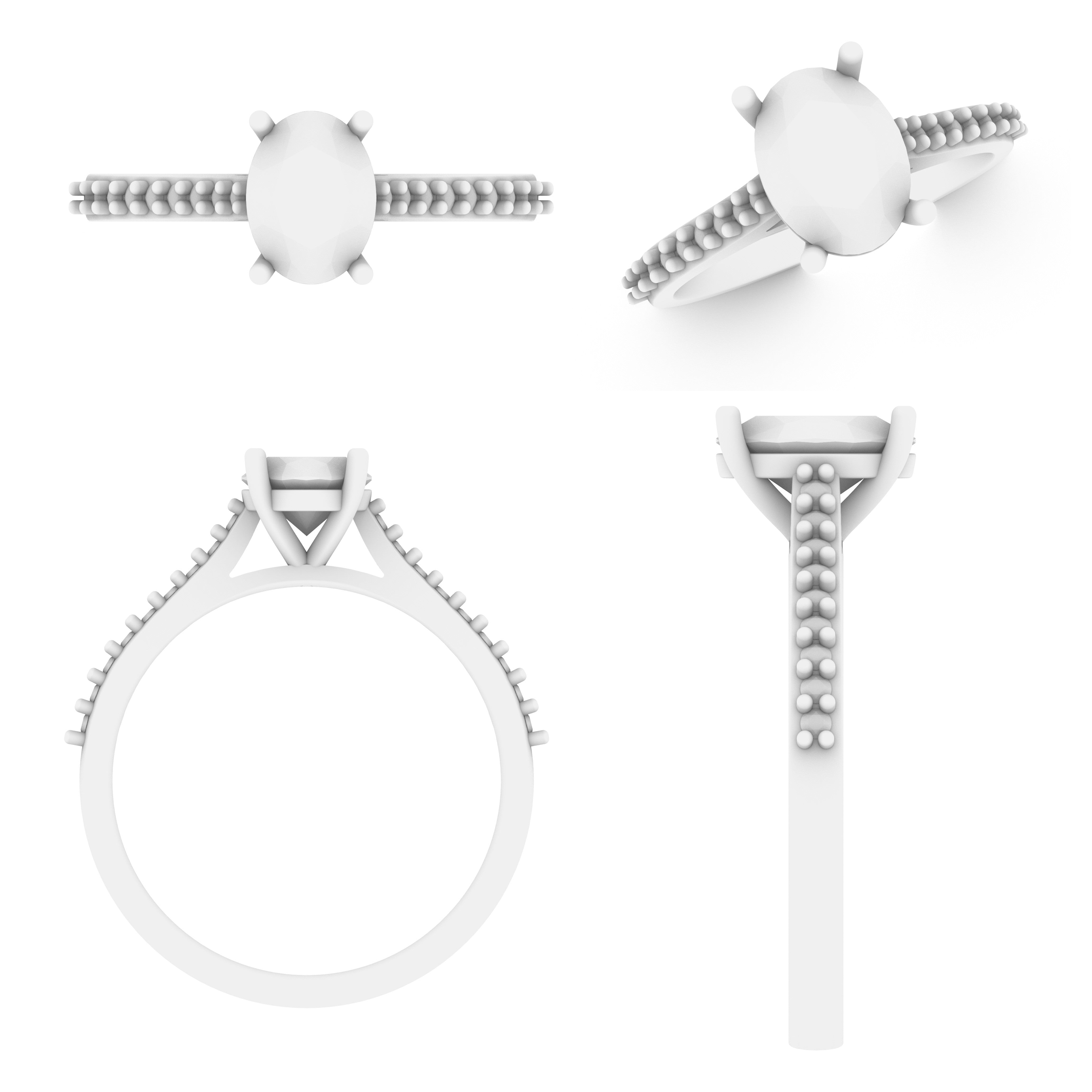 Lab Grown Gemstone & Diamond Set Shoulder Ring
