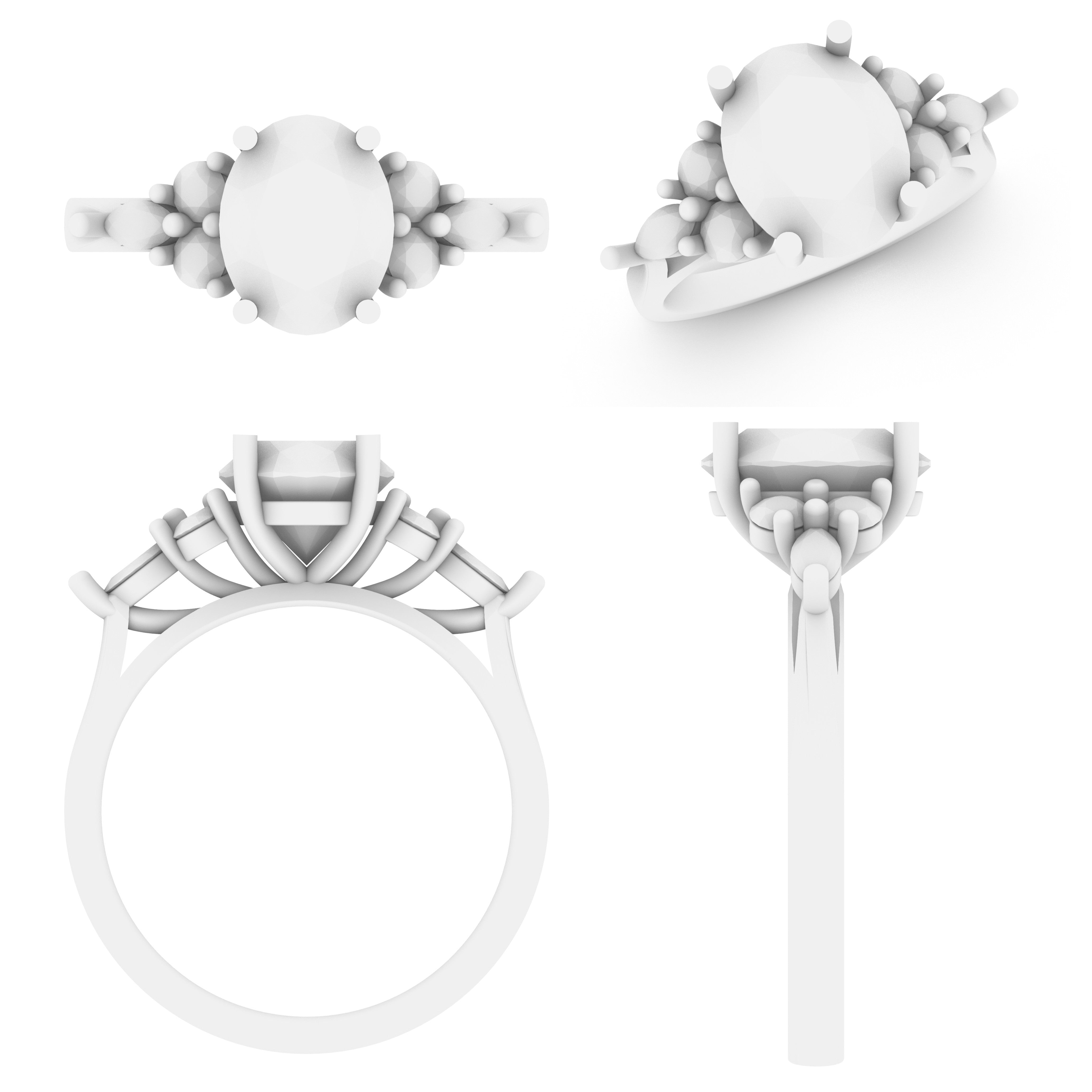 Lab Grown Gemstone & Diamond Trefoil Ring