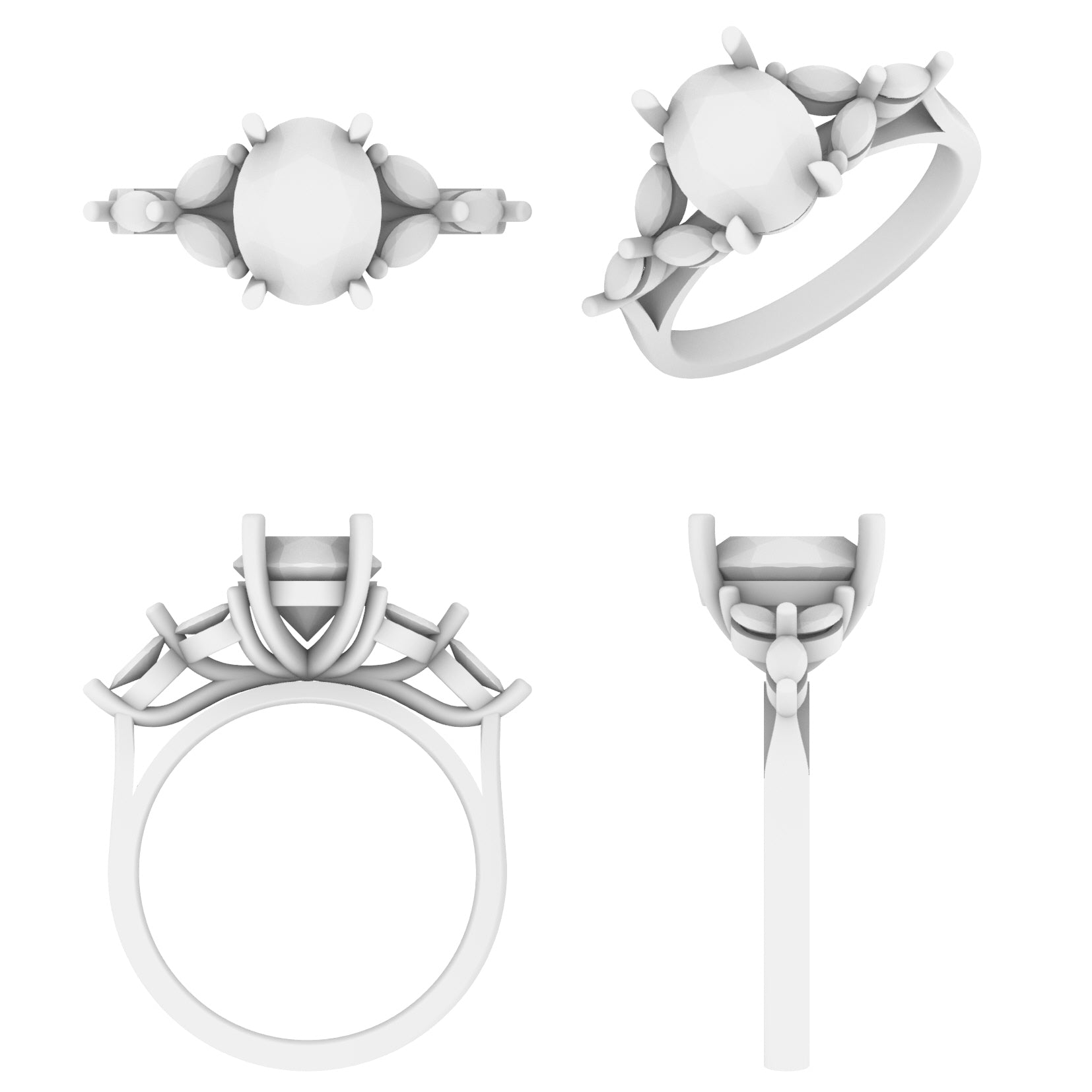 Lab Grown Gemstone & Diamond Trefoil Ring