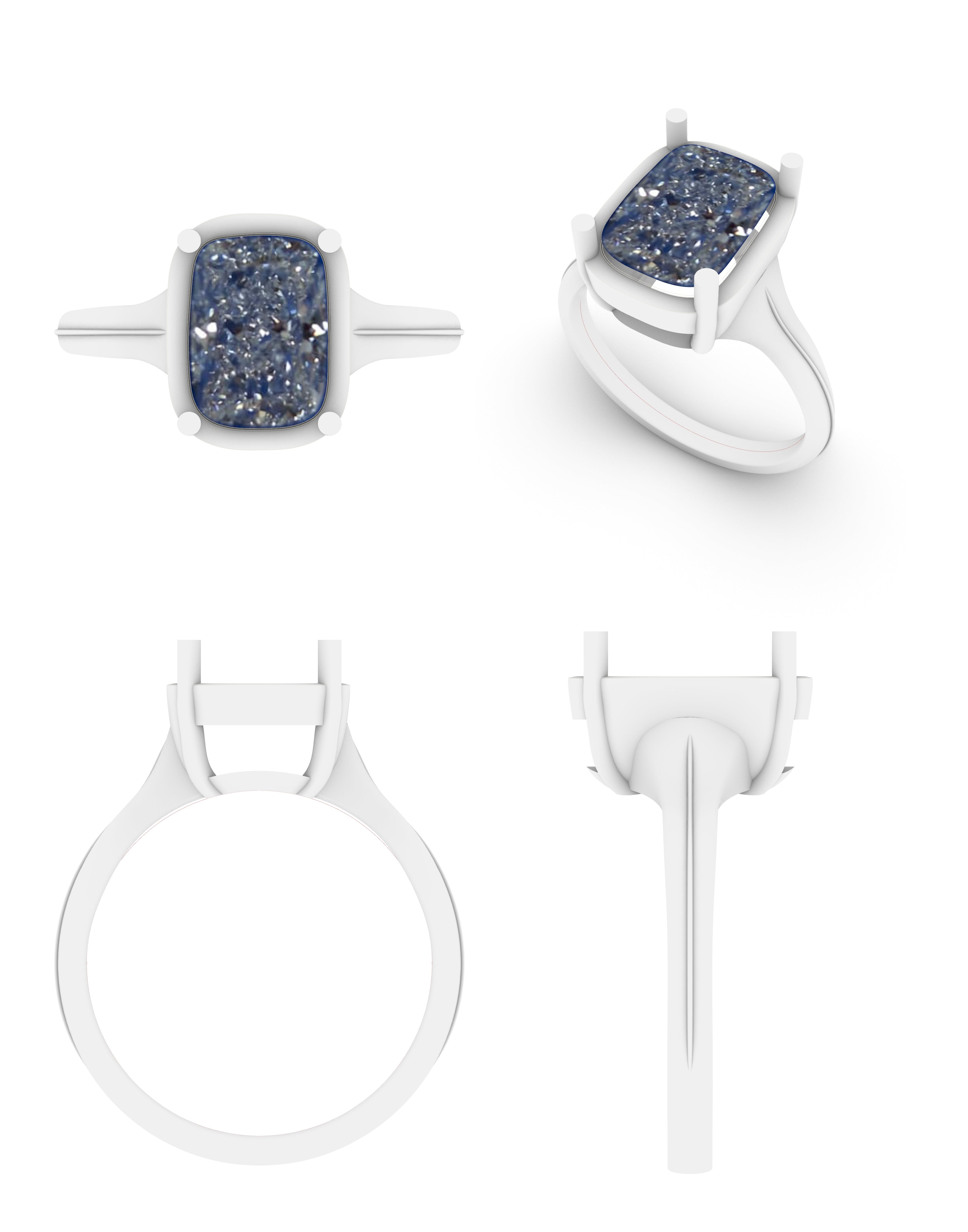 Lab Grown Diamond Elongated Cushion Single Stone Ring