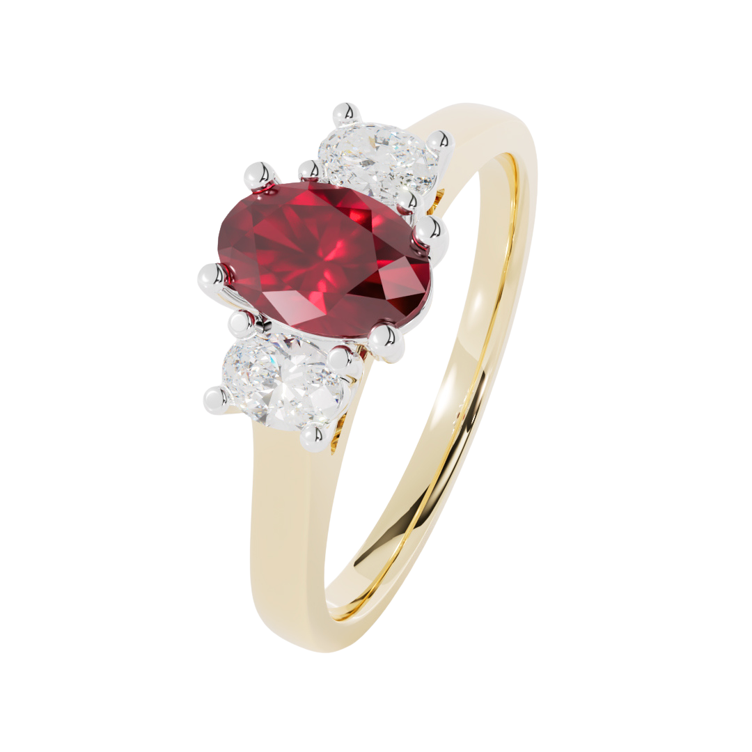 Lab Grown Gemstone & Diamond Trilogy Ring
