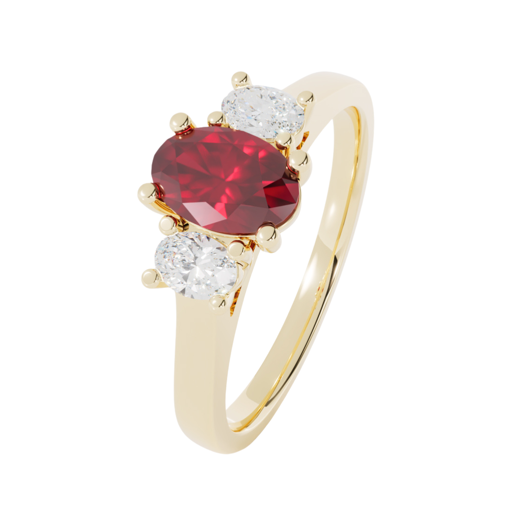 Lab Grown Gemstone & Diamond Trilogy Ring