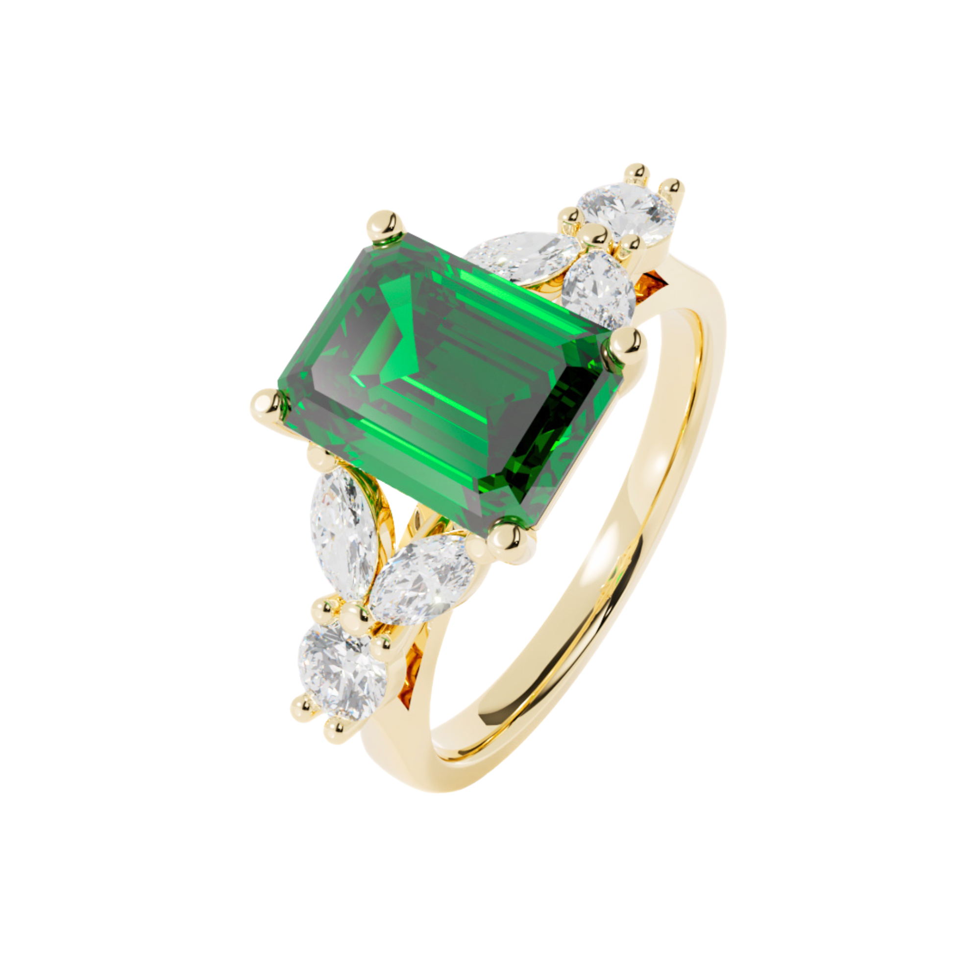 Lab Grown Gemstone & Diamond Trefoil Ring