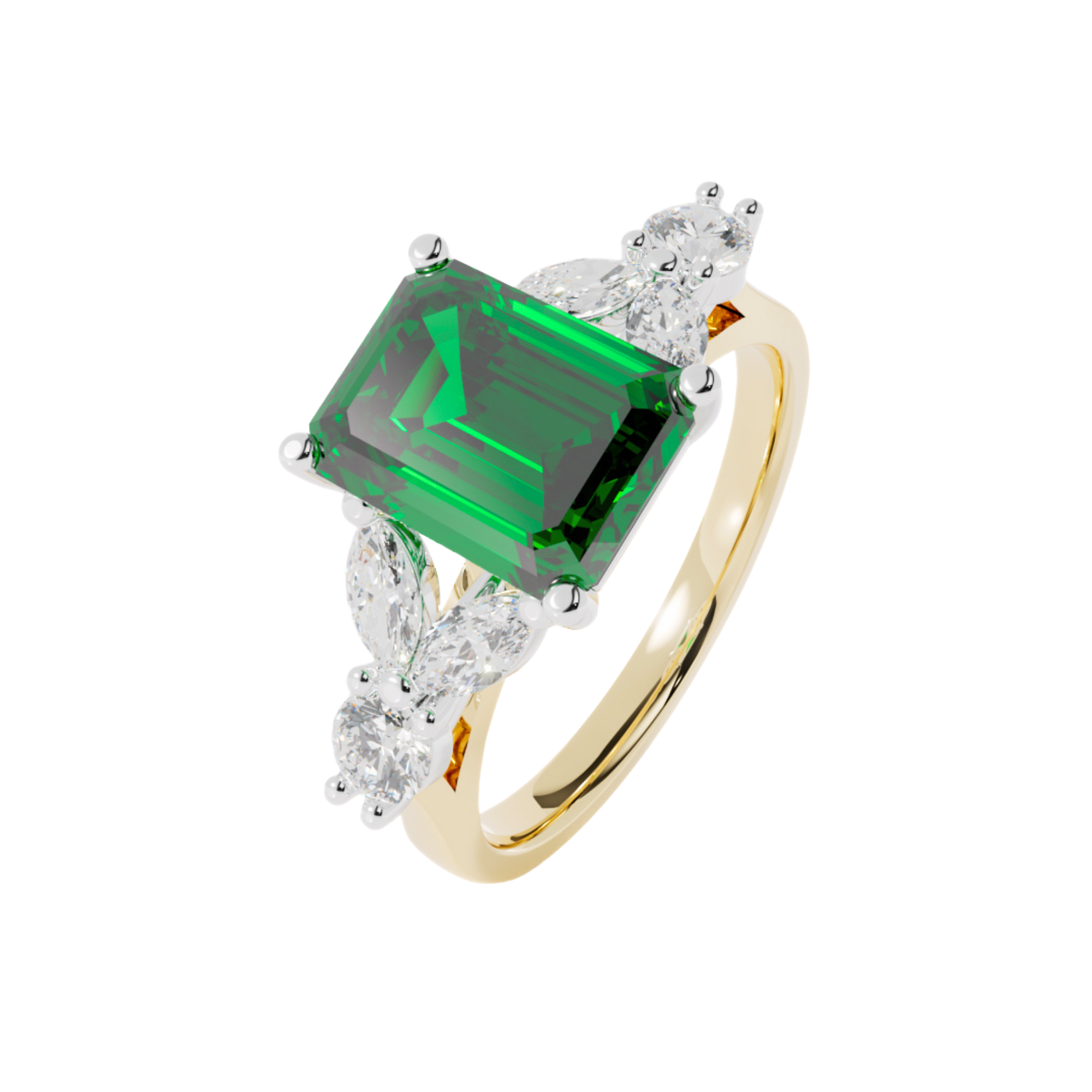 Lab Grown Gemstone & Diamond Trefoil Ring