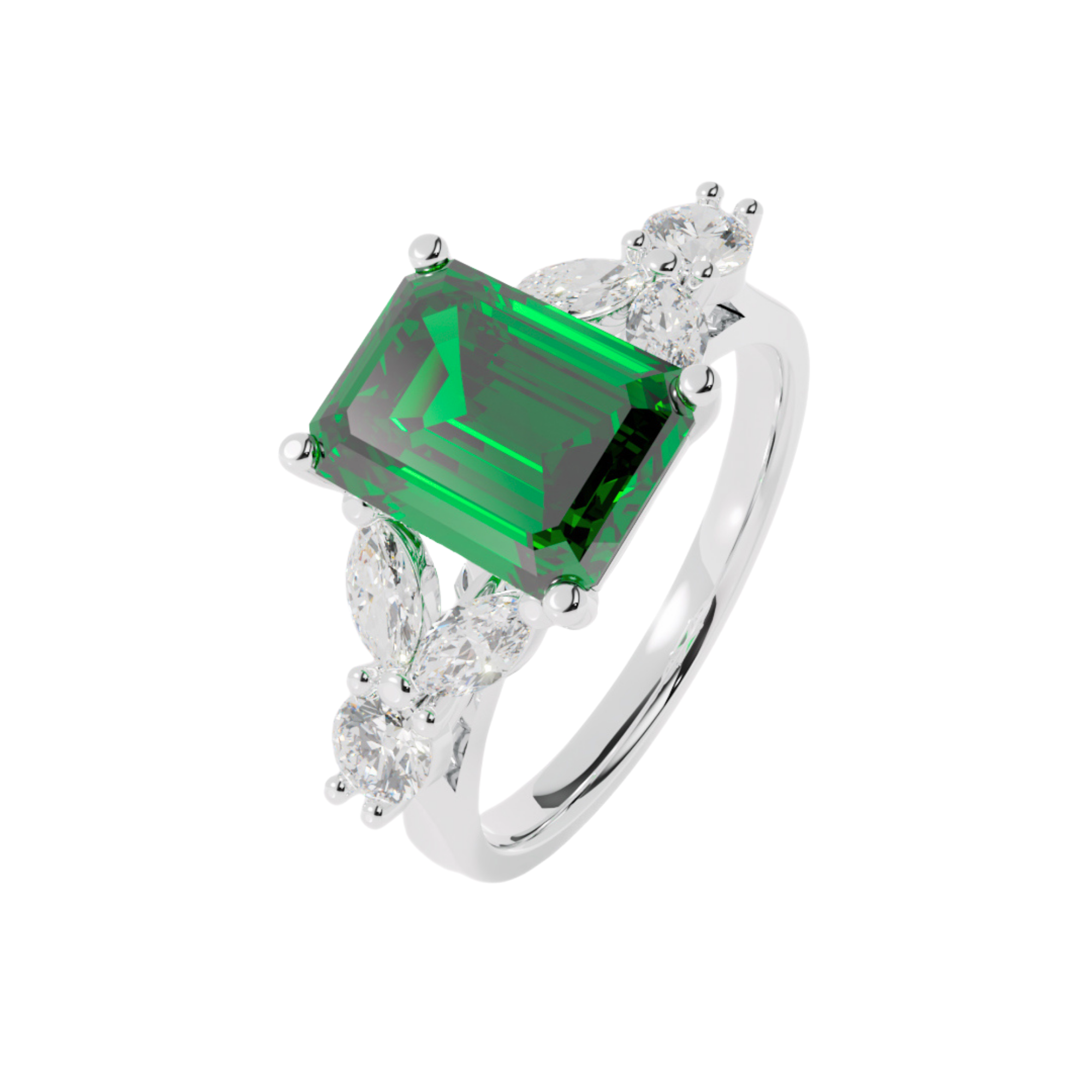 Lab Grown Gemstone & Diamond Trefoil Ring