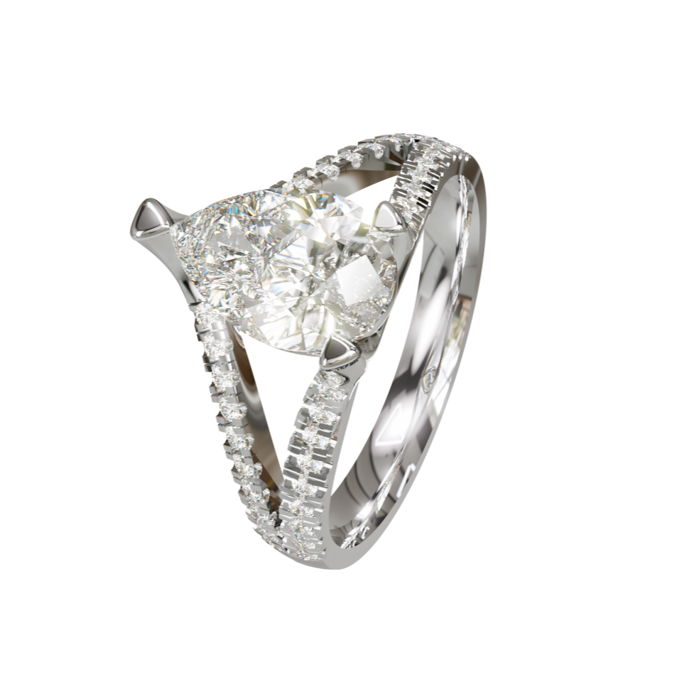 Lab Grown Diamond Pear Split Shoulder Ring (In Stock)