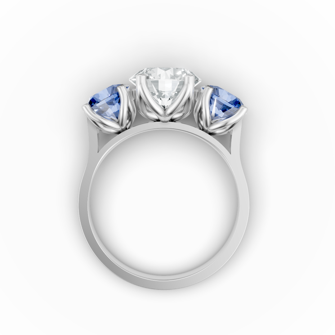 Lab Grown Diamond & Gemstone Trilogy Ring