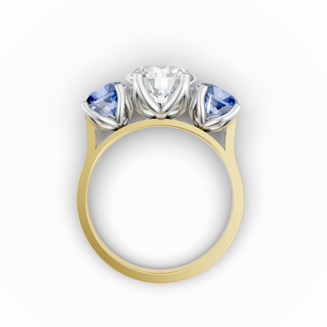 Lab Grown Diamond & Gemstone Trilogy Ring