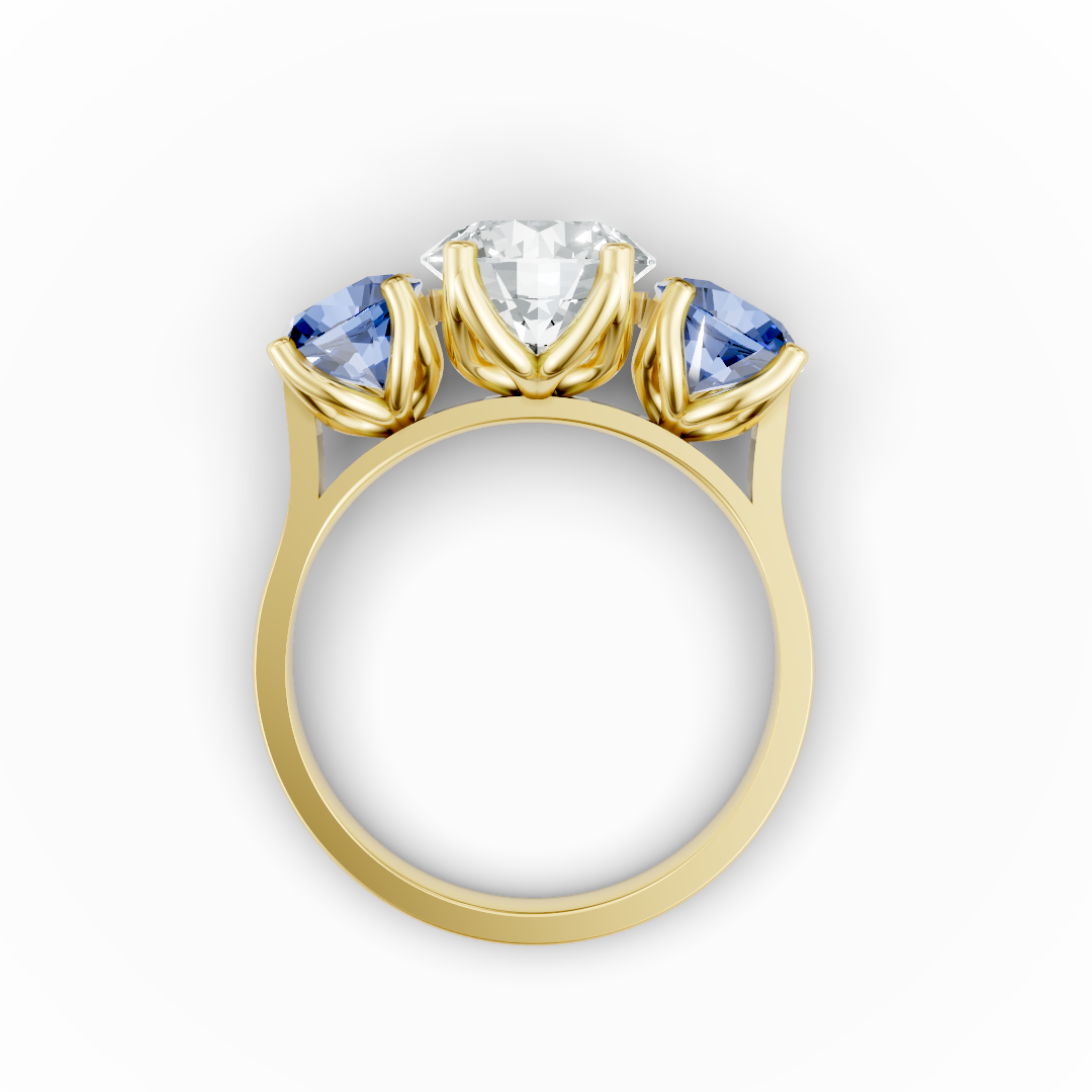 Lab Grown Diamond & Gemstone Trilogy Ring