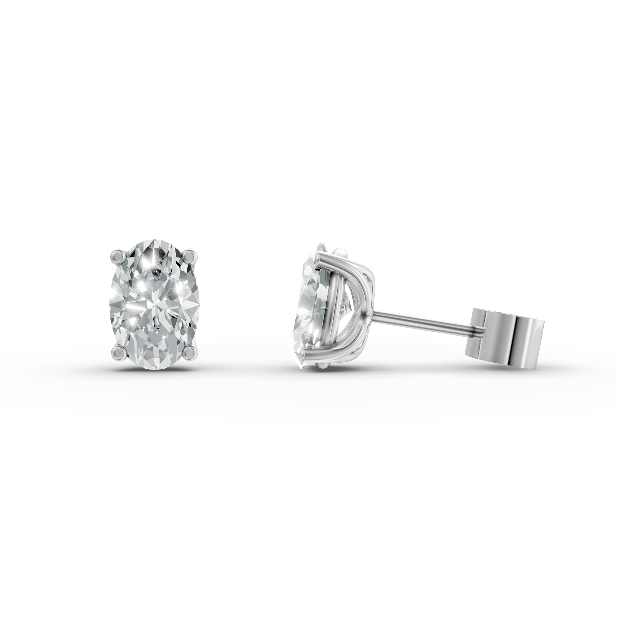 Lab Grown Diamond Oval Single Stone Stud Earrings