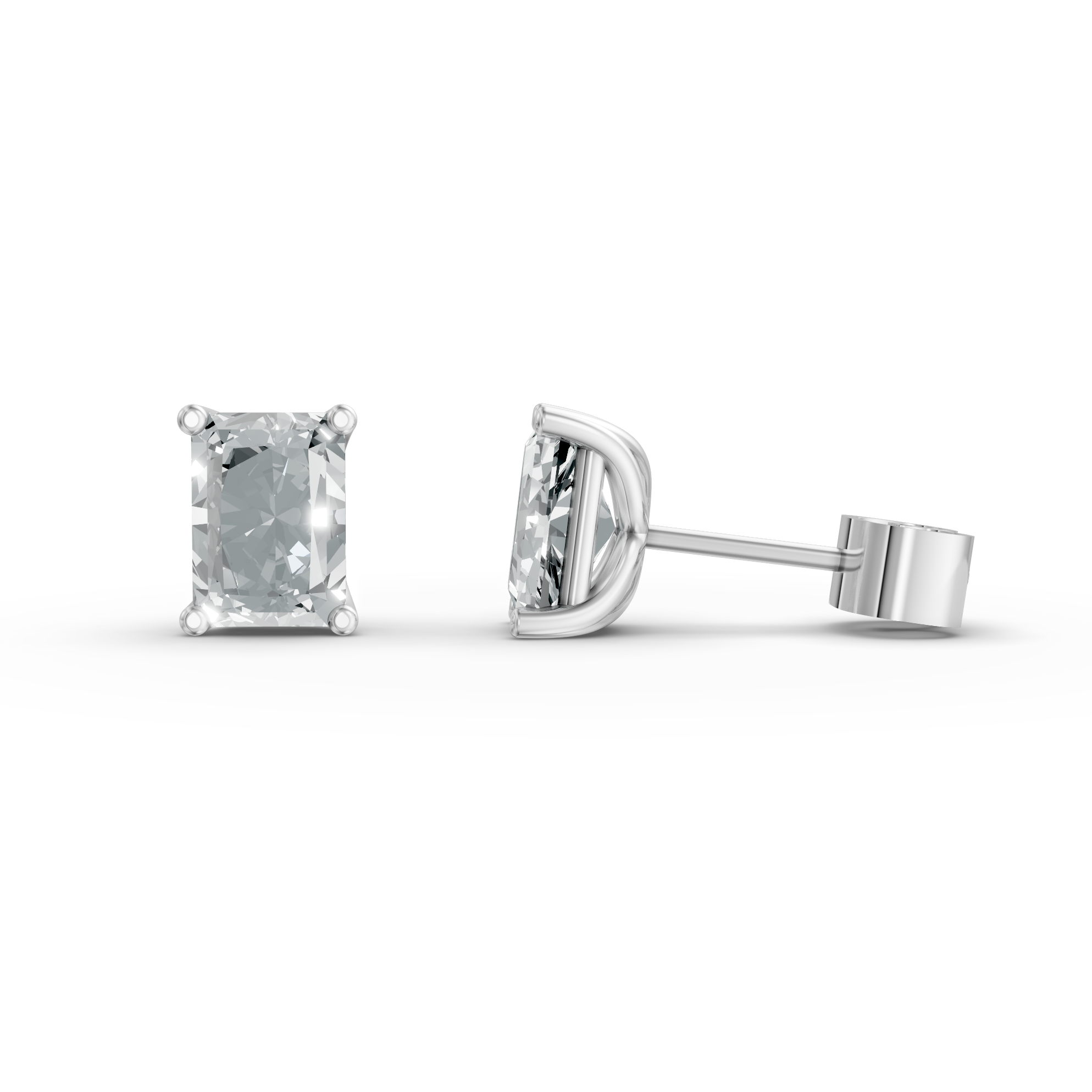 Lab Grown Diamond Radiant Cut Single Stone Stud Earrings